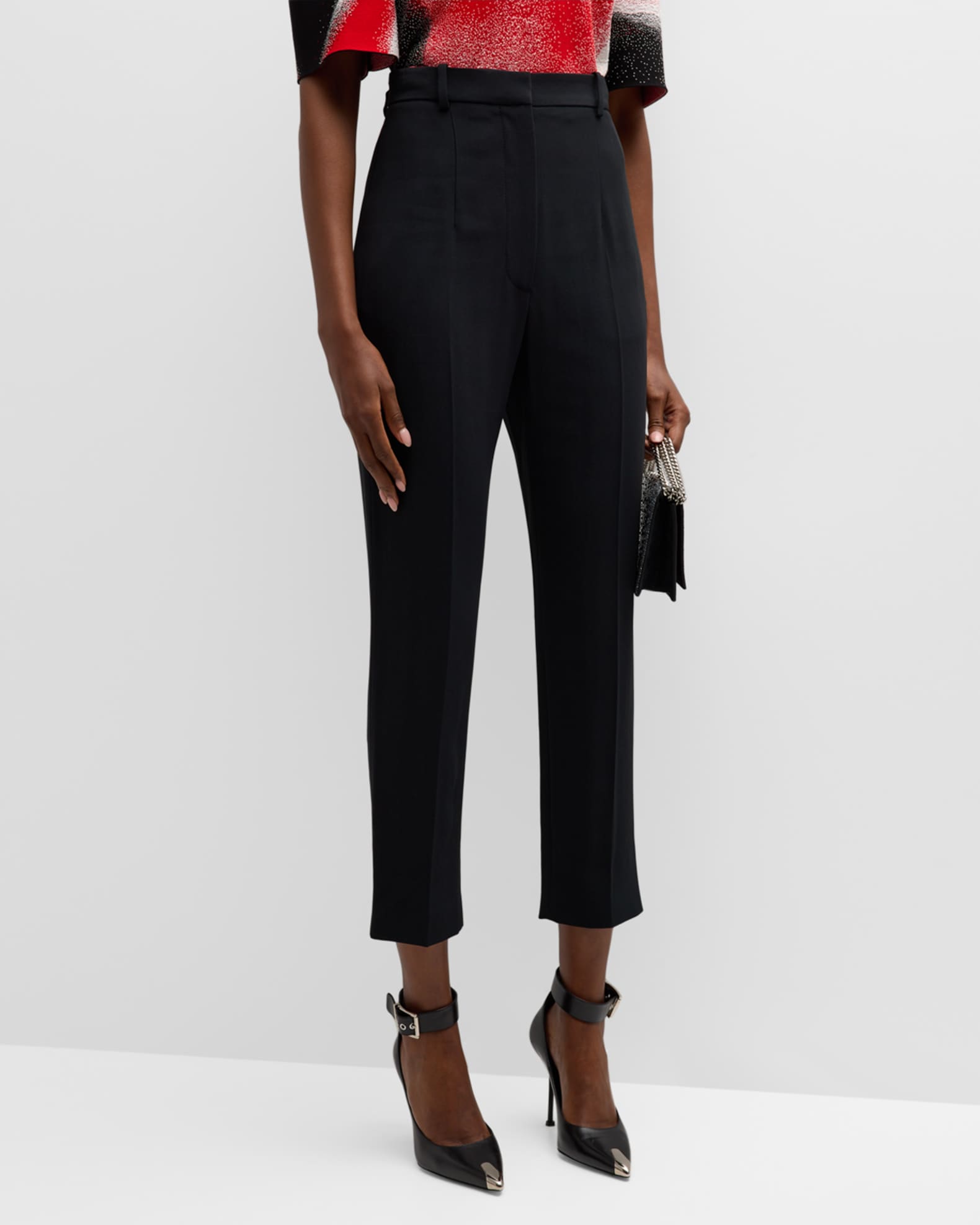 High-Waist Crop Cigarette Trousers 1
