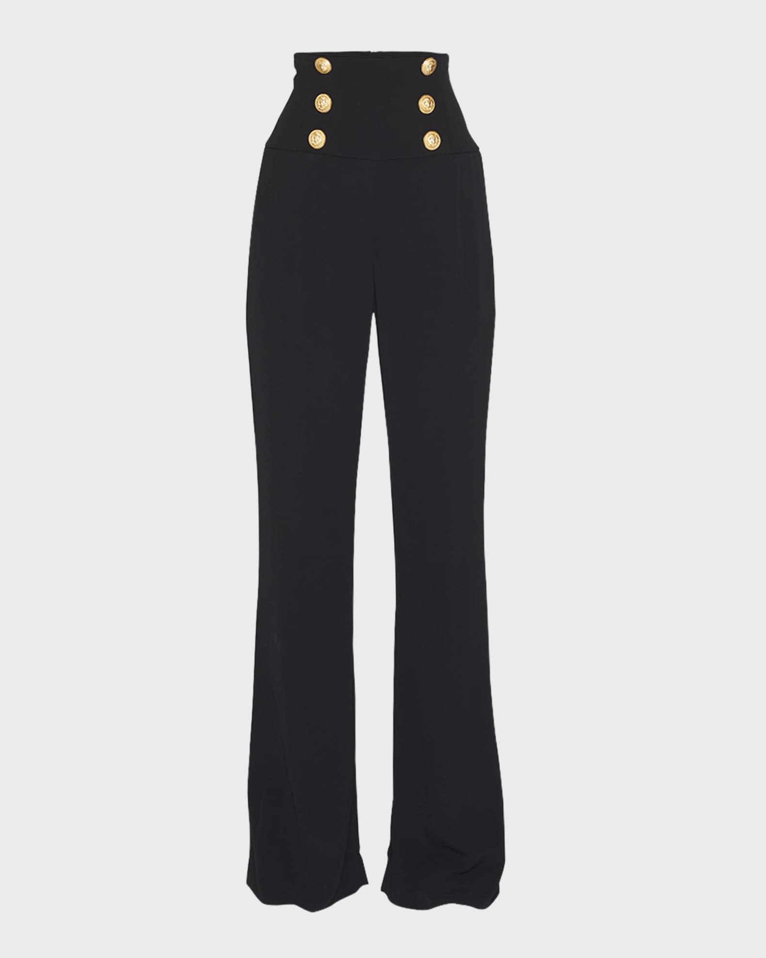 Black High-rise jersey flared-leg trousers, Balmain