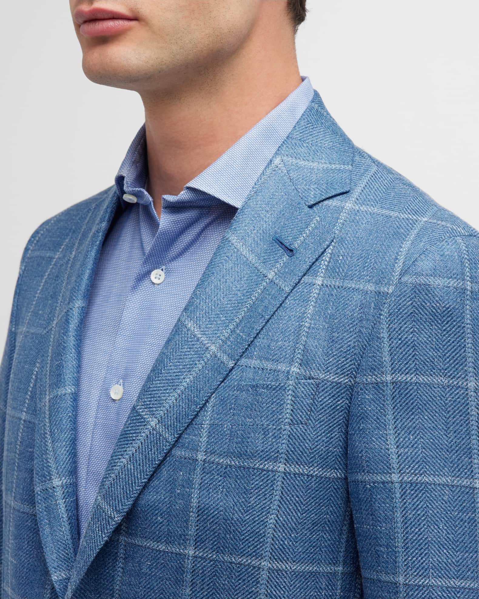 Canali Mens Windowpane Wool Blend Sport Coat Neiman Marcus