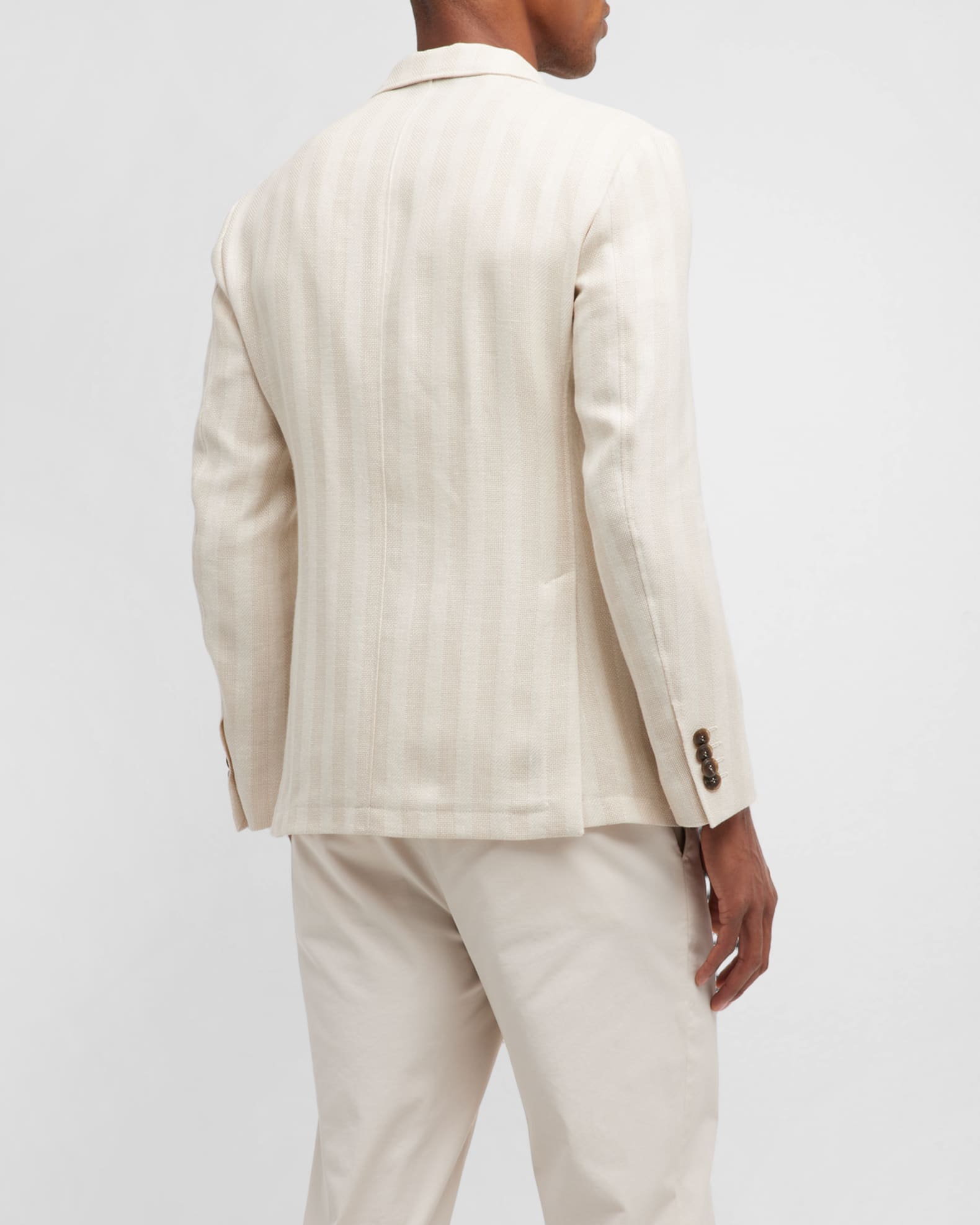 Canali Men's Textured Stripe Cutaway Jacket | Neiman Marcus