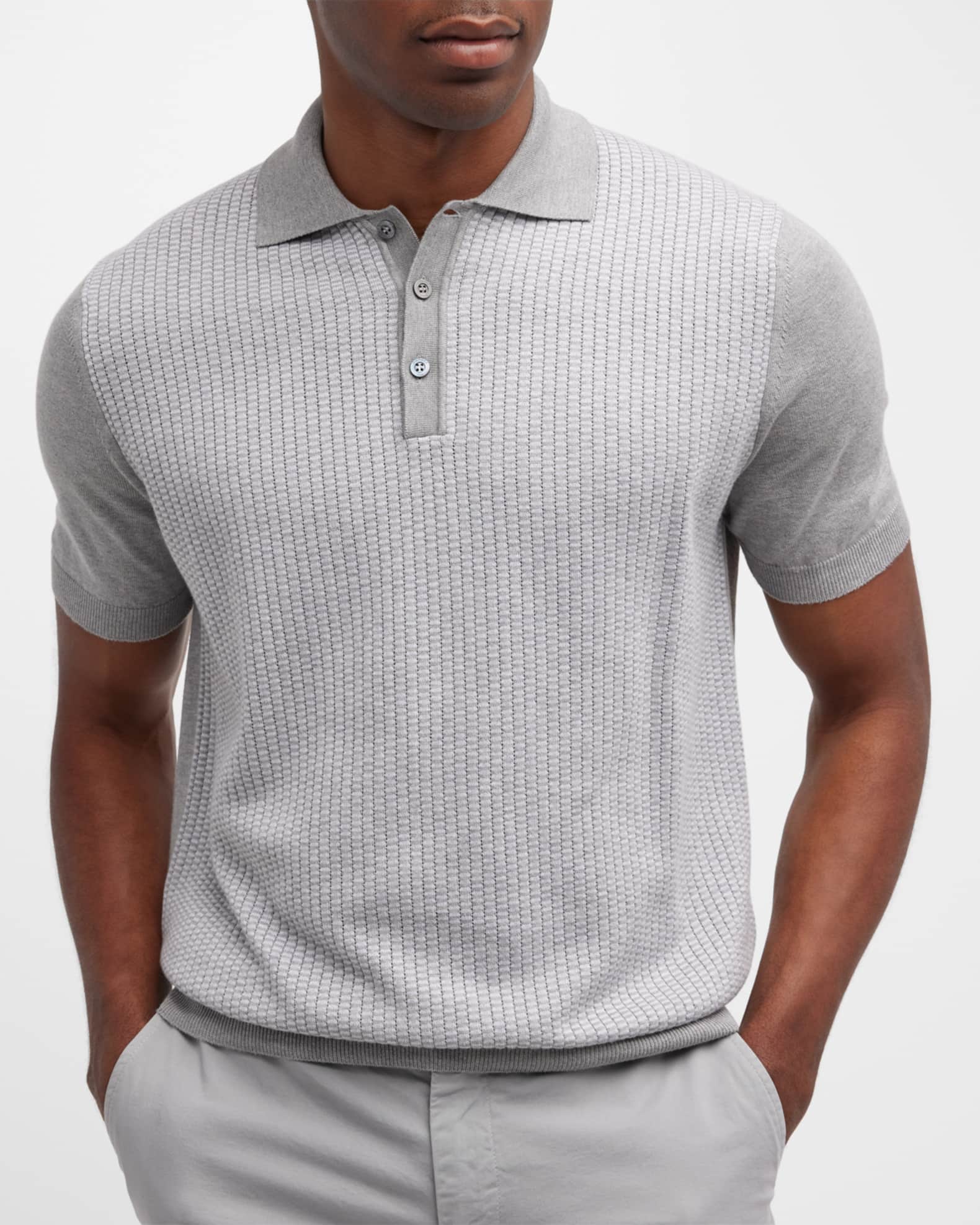 Jacquard-knit polo shirt with micro pattern