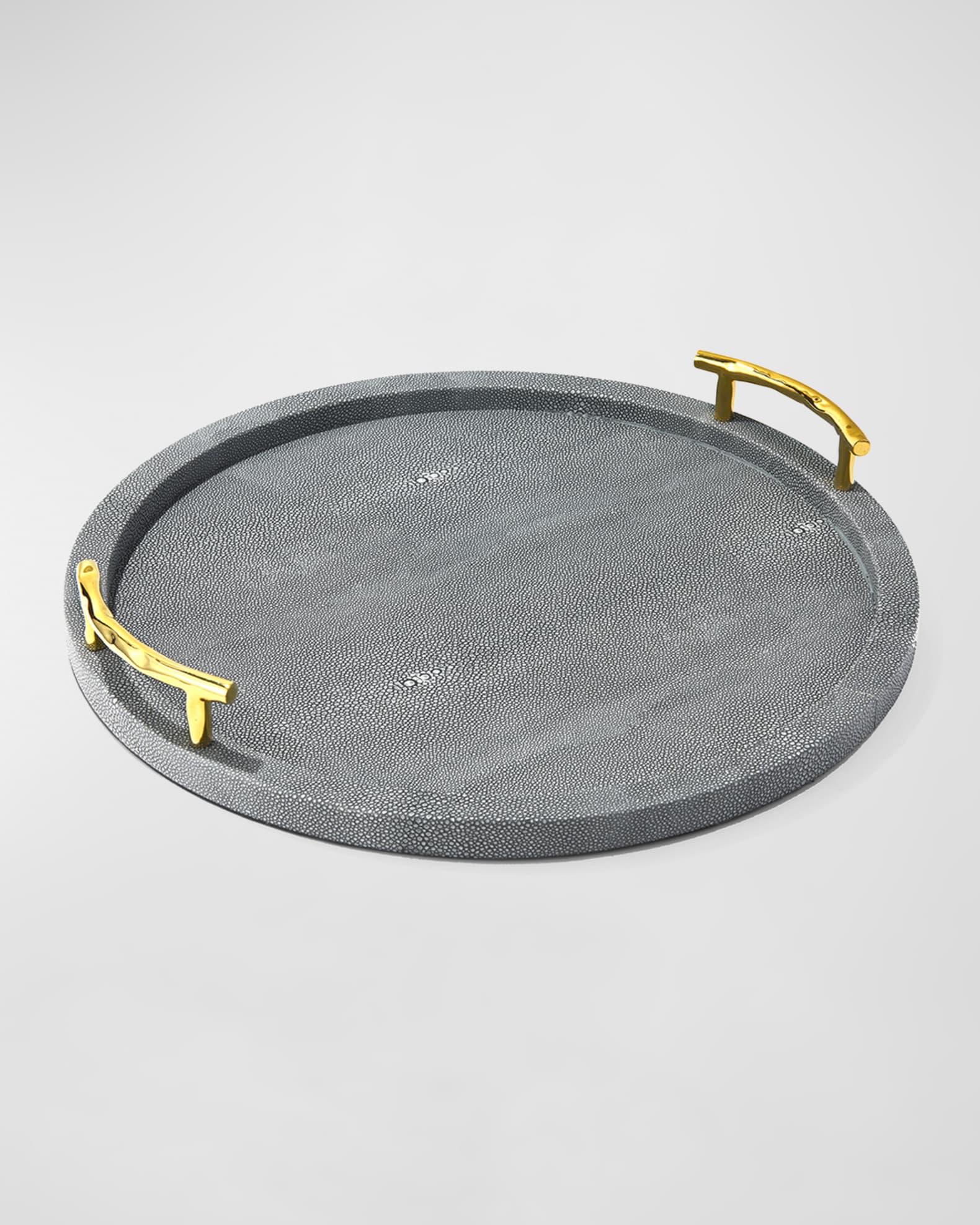 American Atelier Gray Round Decorative Tray With Handles Neiman Marcus