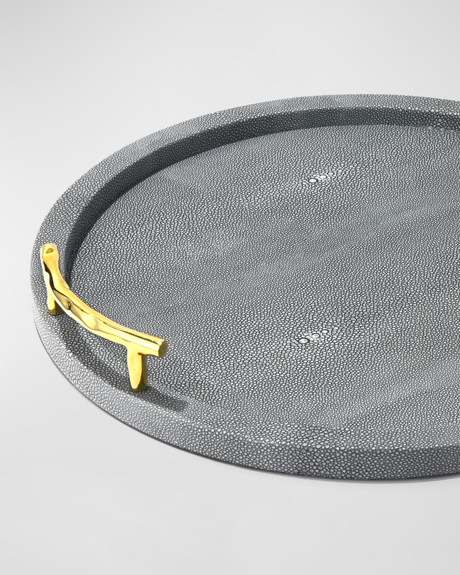 American Atelier Gray Round Decorative Tray With Handles Neiman Marcus