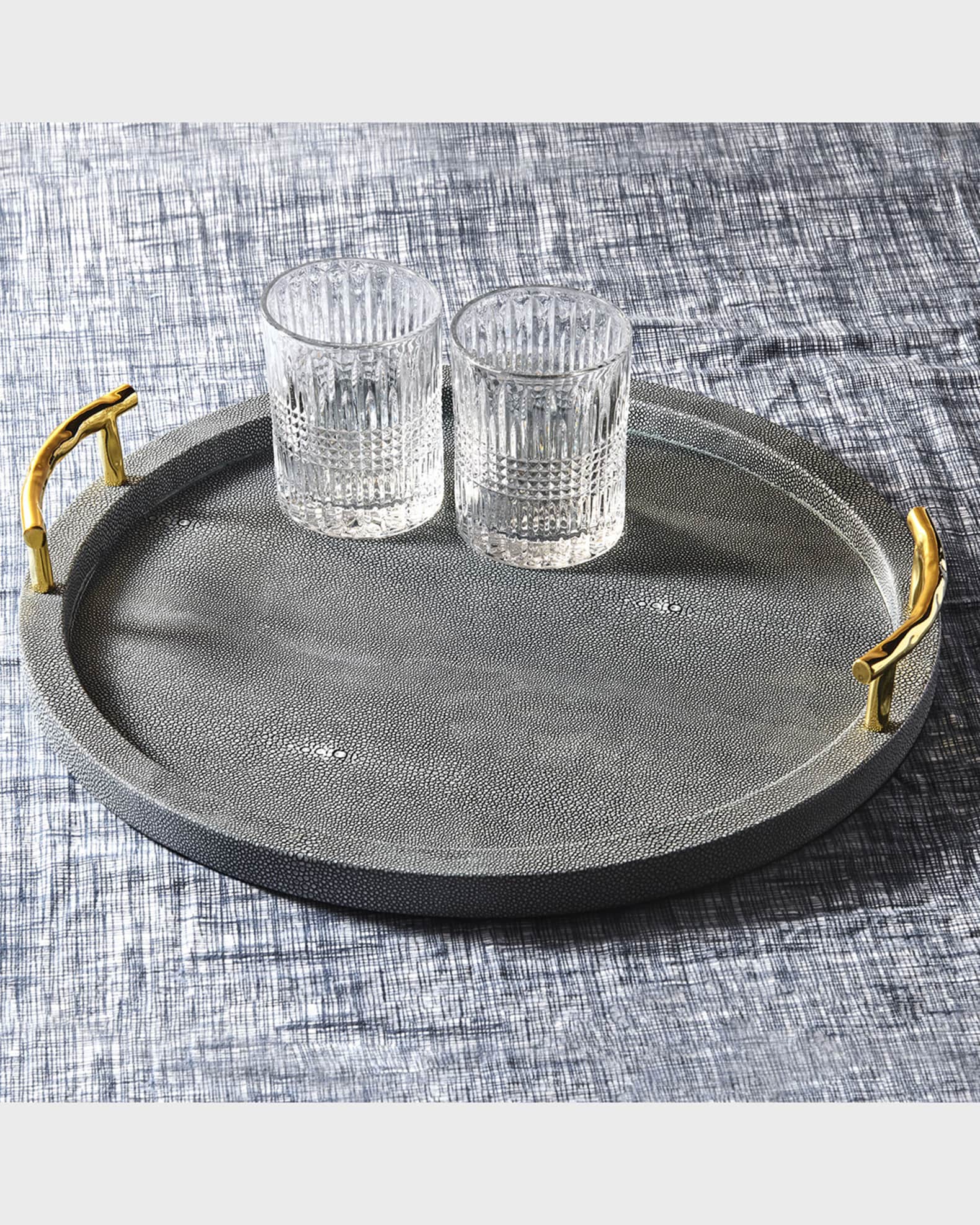 American Atelier Gray Round Decorative Tray With Handles Neiman Marcus