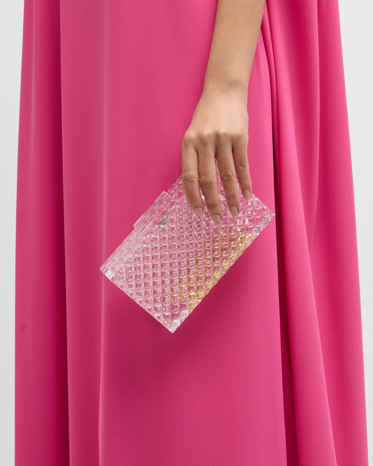 L'Afshar Classic CrystalCut Acrylic Clutch Bag Neiman Marcus