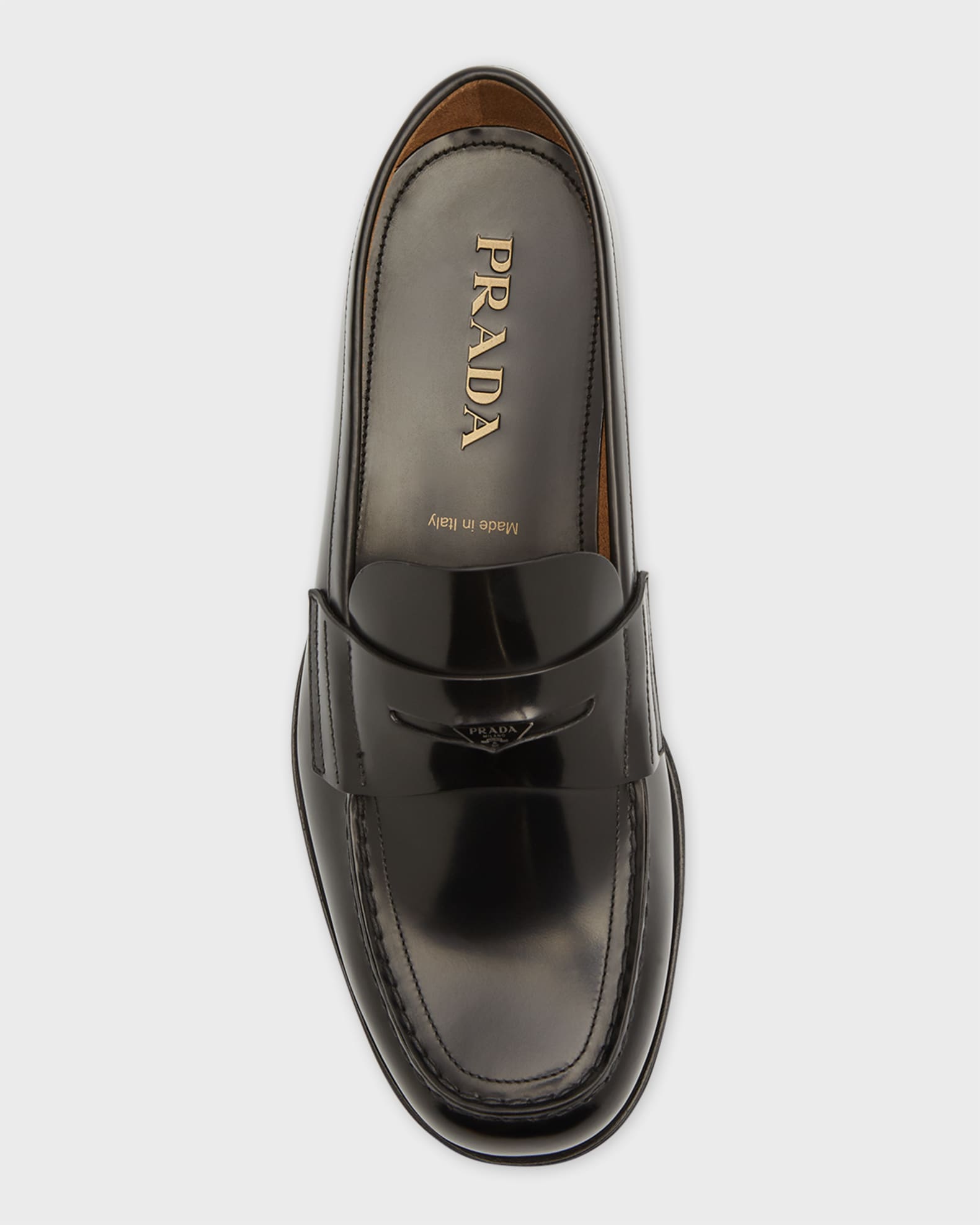 Prada spazzolato leather penny loafers clearance