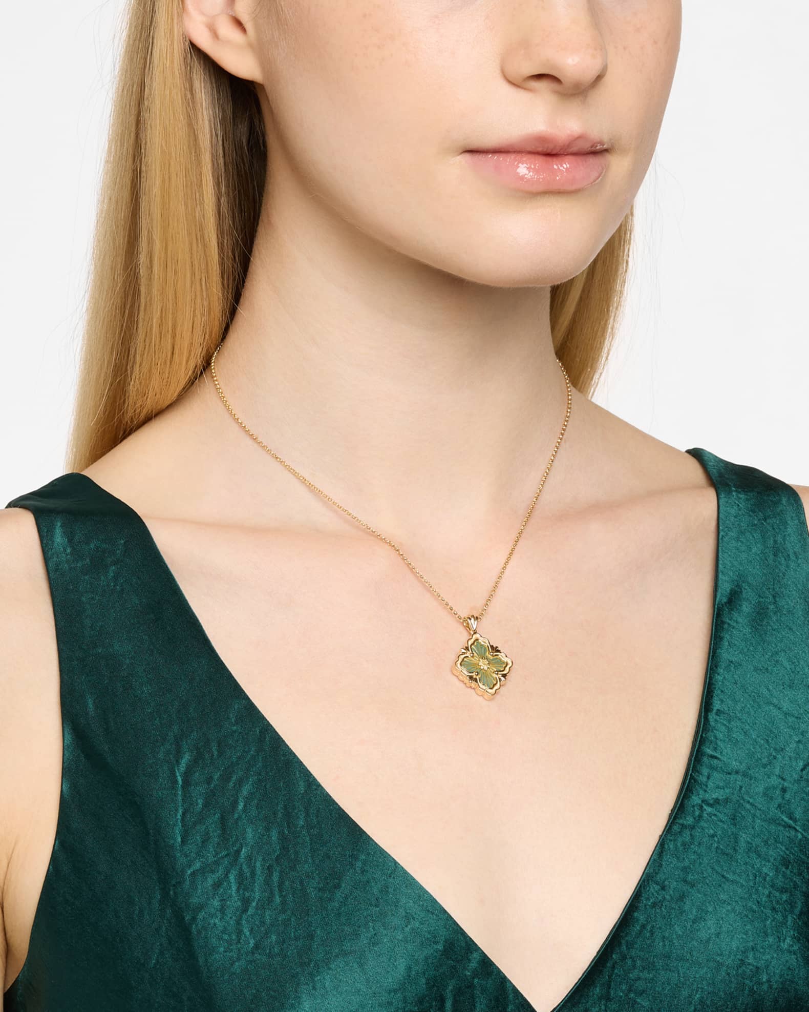 Opera Tulle 18K Yellow Gold Amazonite Pendant Necklace, Large 1