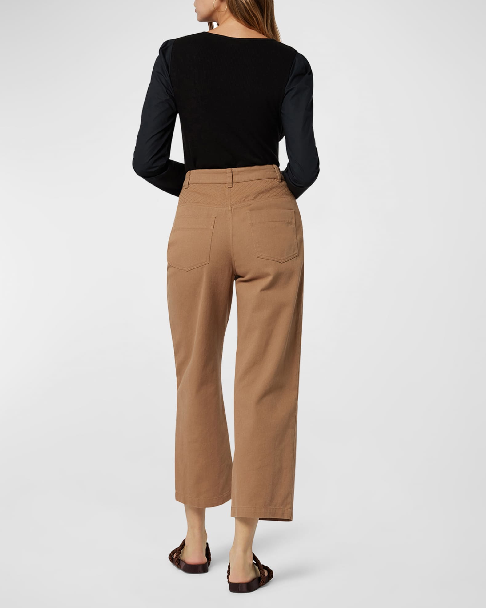 Joie Lierre Quilted Wide-Leg Cropped Pants
