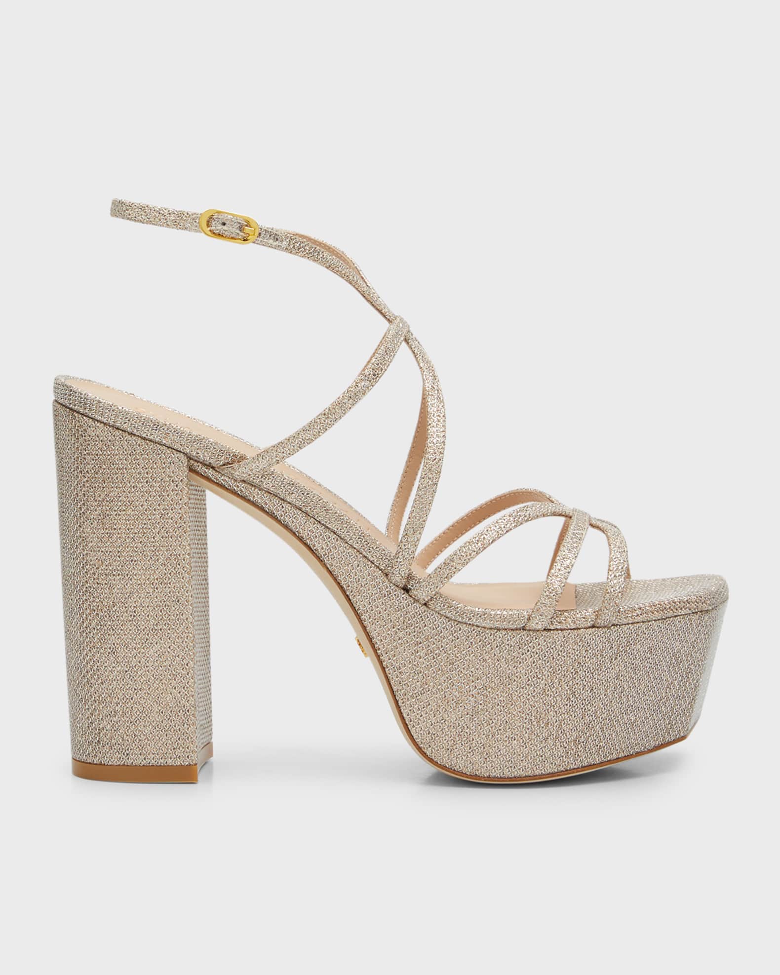 Stuart Weitzman Barelythere Metallic AnkleStrap Platform Sandals