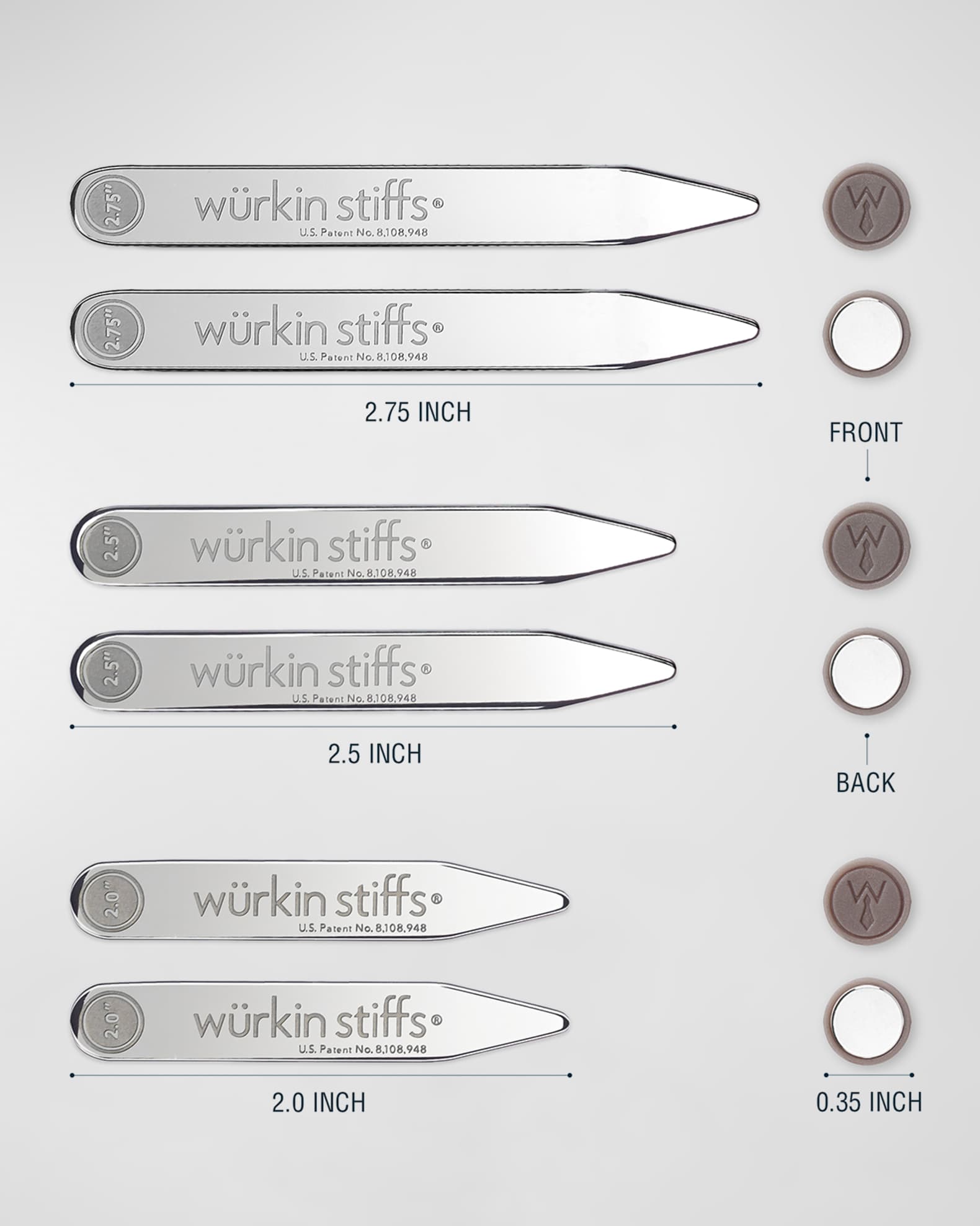 Wurkin Stiffs Men's Assorted Size Collar Stays, 3 Pairs