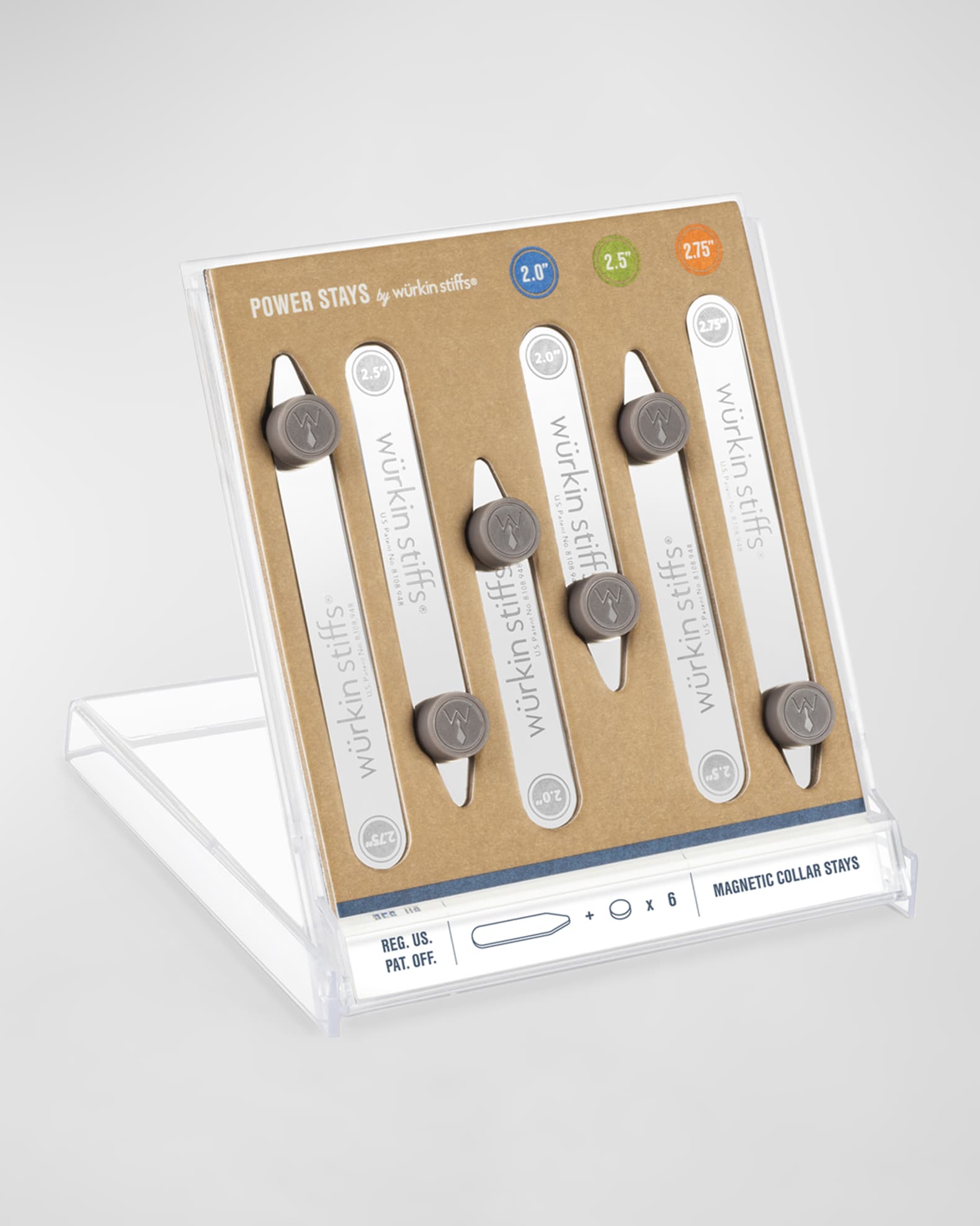 Wurkin Stiffs Men's Assorted Size Collar Stays, 3 Pairs