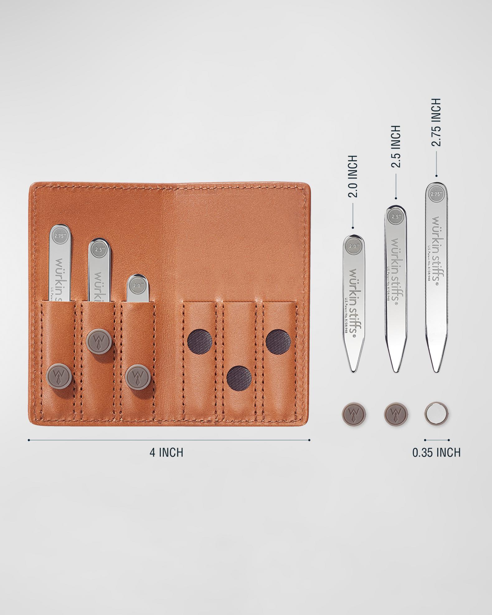 Wurkin Stiffs Men's Assorted Magnetic Collar Stay Leather Travel Set ...