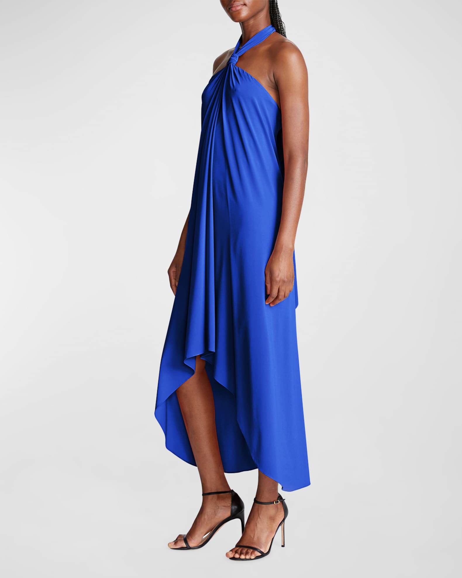 Halston Lulu HighLow Jersey Halter Dress Neiman Marcus