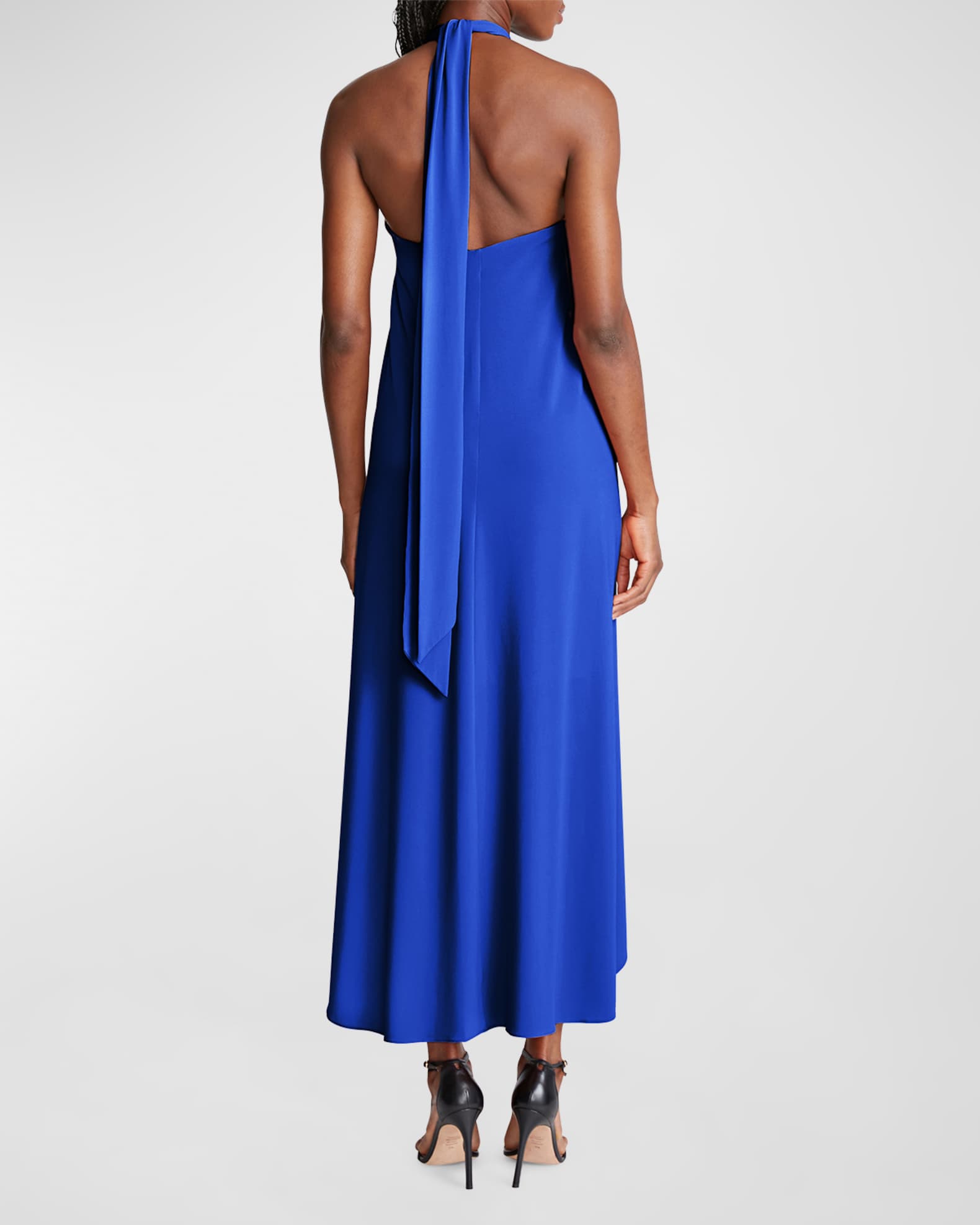 Halston Lulu HighLow Jersey Halter Dress Neiman Marcus