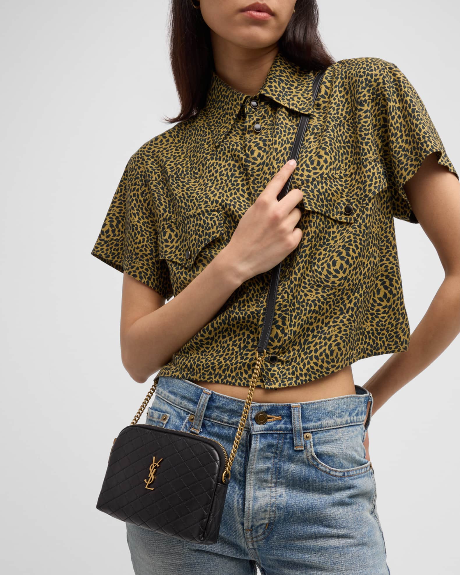 Gaby Mini YSL Crossbody Bag in Quilted Leather