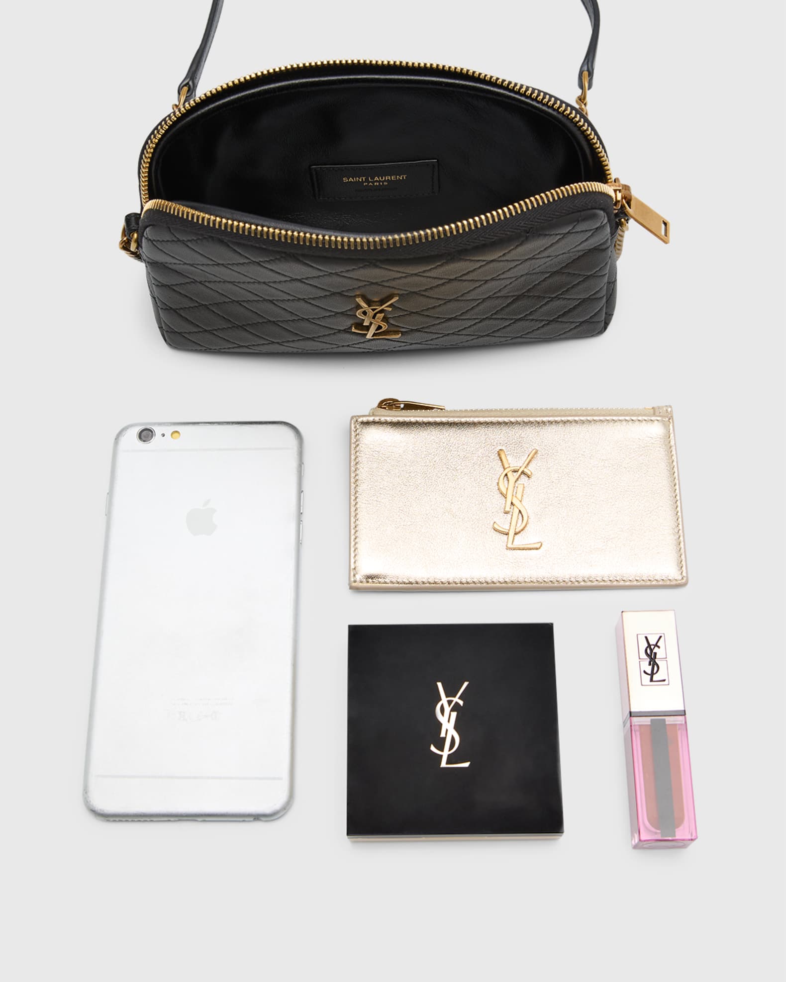 Saint Laurent Gaby Mini YSL Crossbody Bag in Quilted Leather