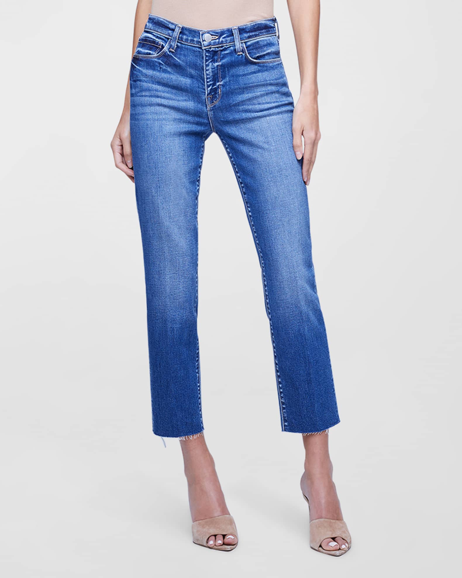 デニム・ジーパン L'AGENCE 'Sada' jeans L'AGENCE - Sada High-Rise Slim-Leg Cropped Jean in Cambridge