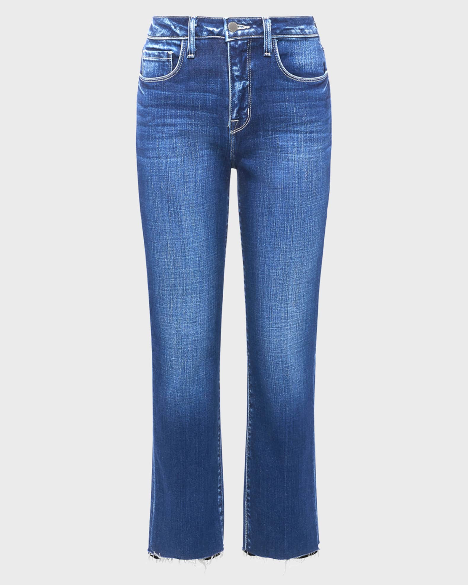 Cropped raw edge jeans discount
