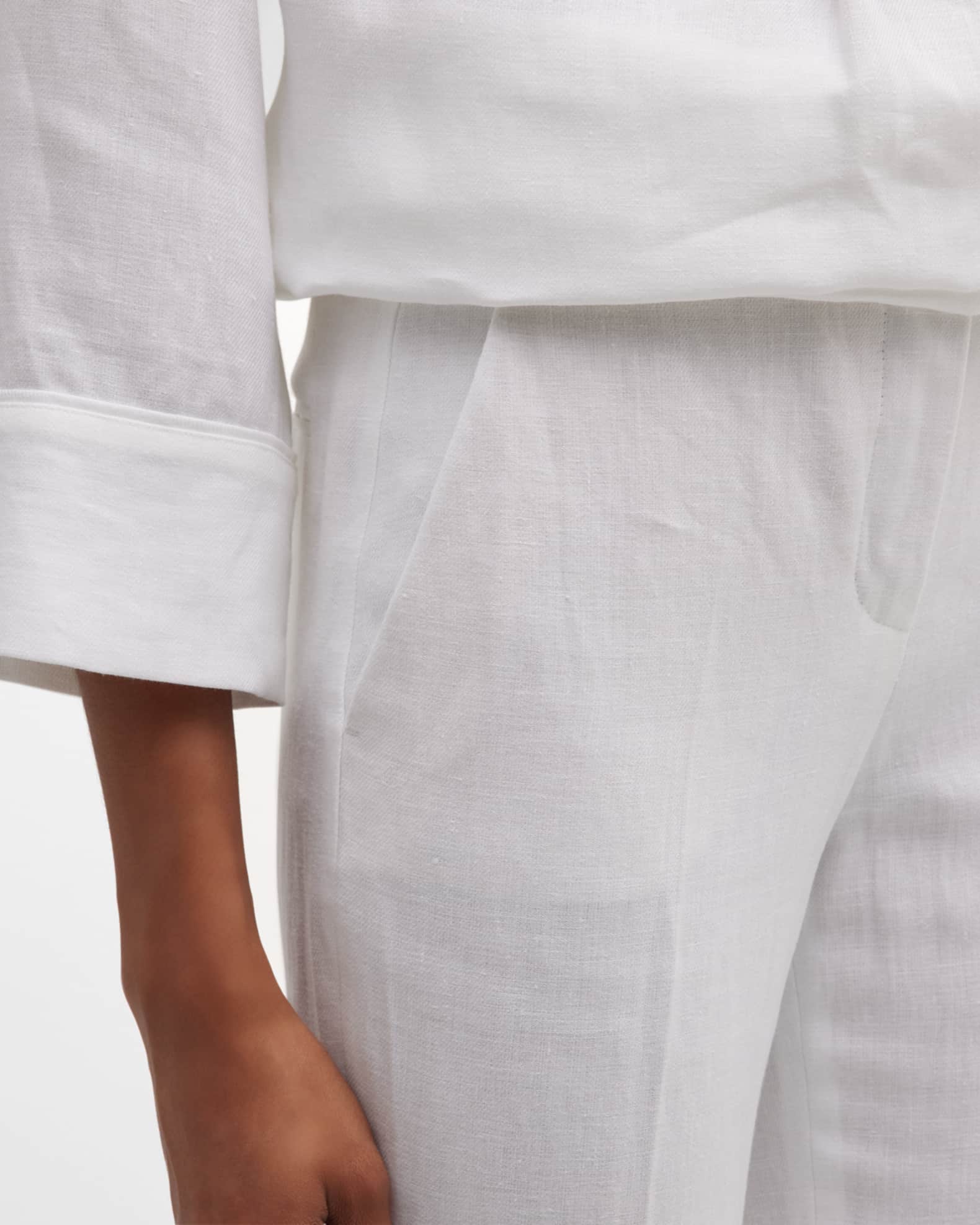 Loro Piana Antigua Straight-Leg Linen Trousers | Neiman Marcus