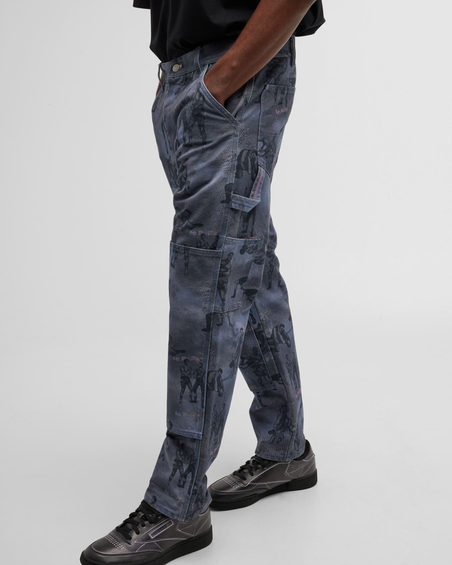 le PERE x Cherry Kim Men's Wrestling-Print Painter Trousers