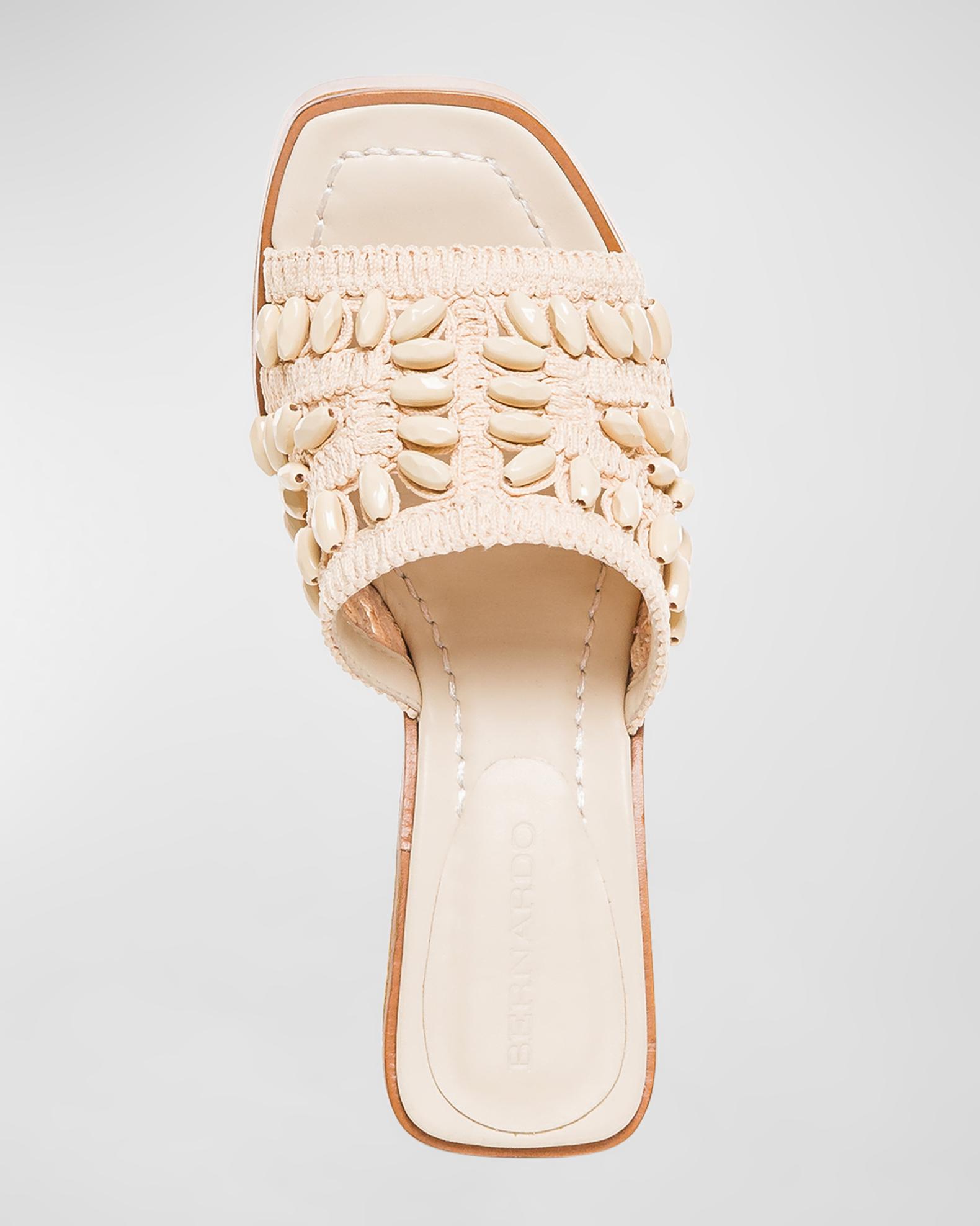 Bernardo Knox Raffia Bead Mule Sandals | Neiman Marcus