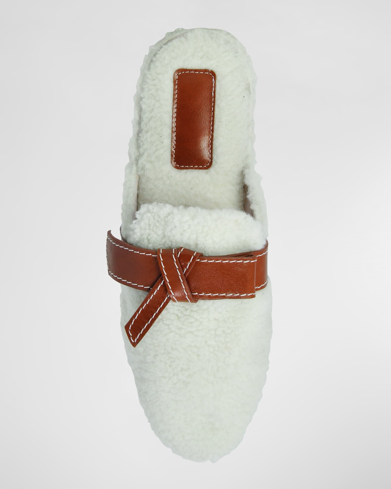 Leather Buckle Faux Shearling Slipper