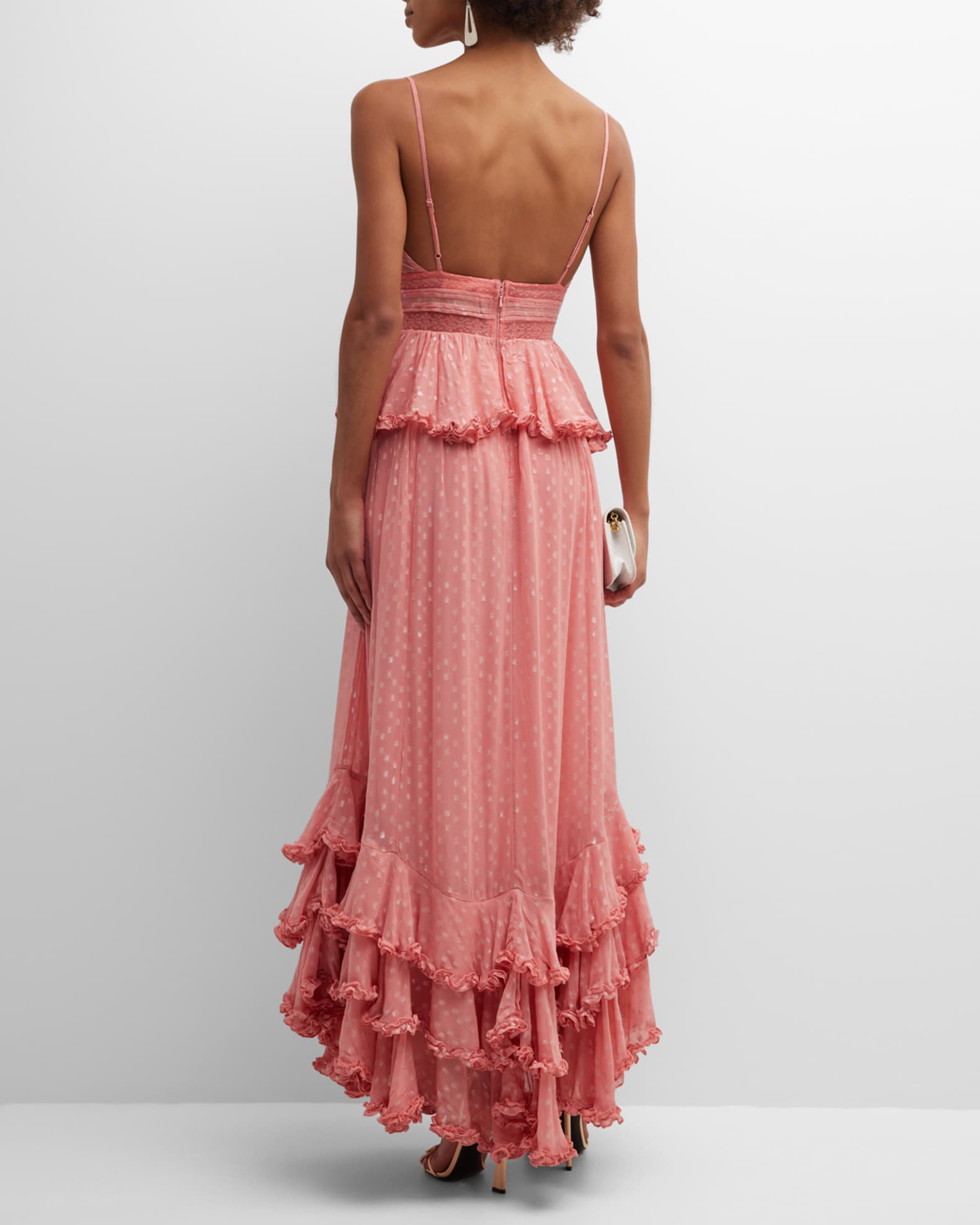 ROCOCO SAND Metallic Dot Tiered Ruffle Maxi Dress | Neiman Marcus