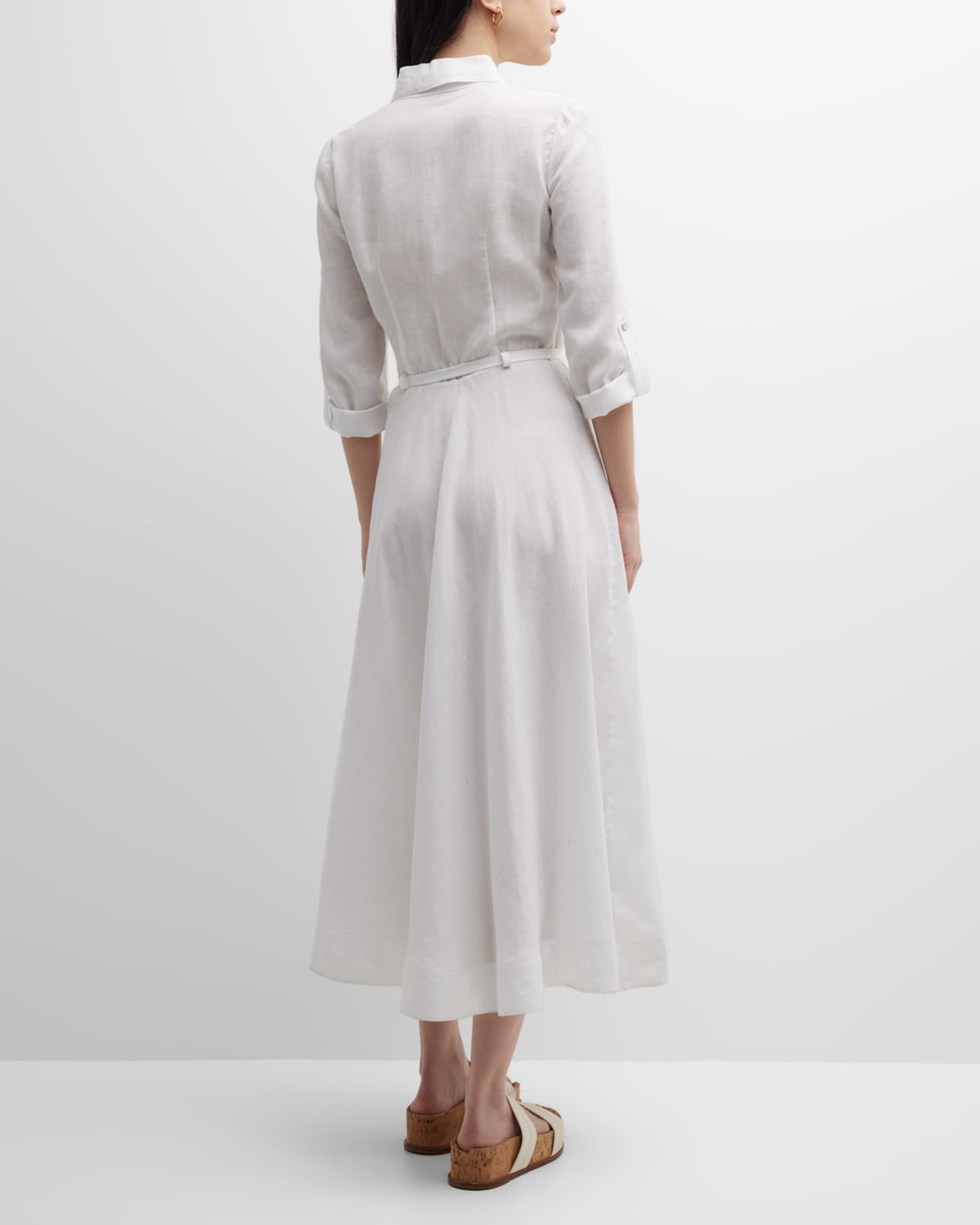Gabriela Hearst Marley Belted Midi Linen Shirtdress | Neiman
