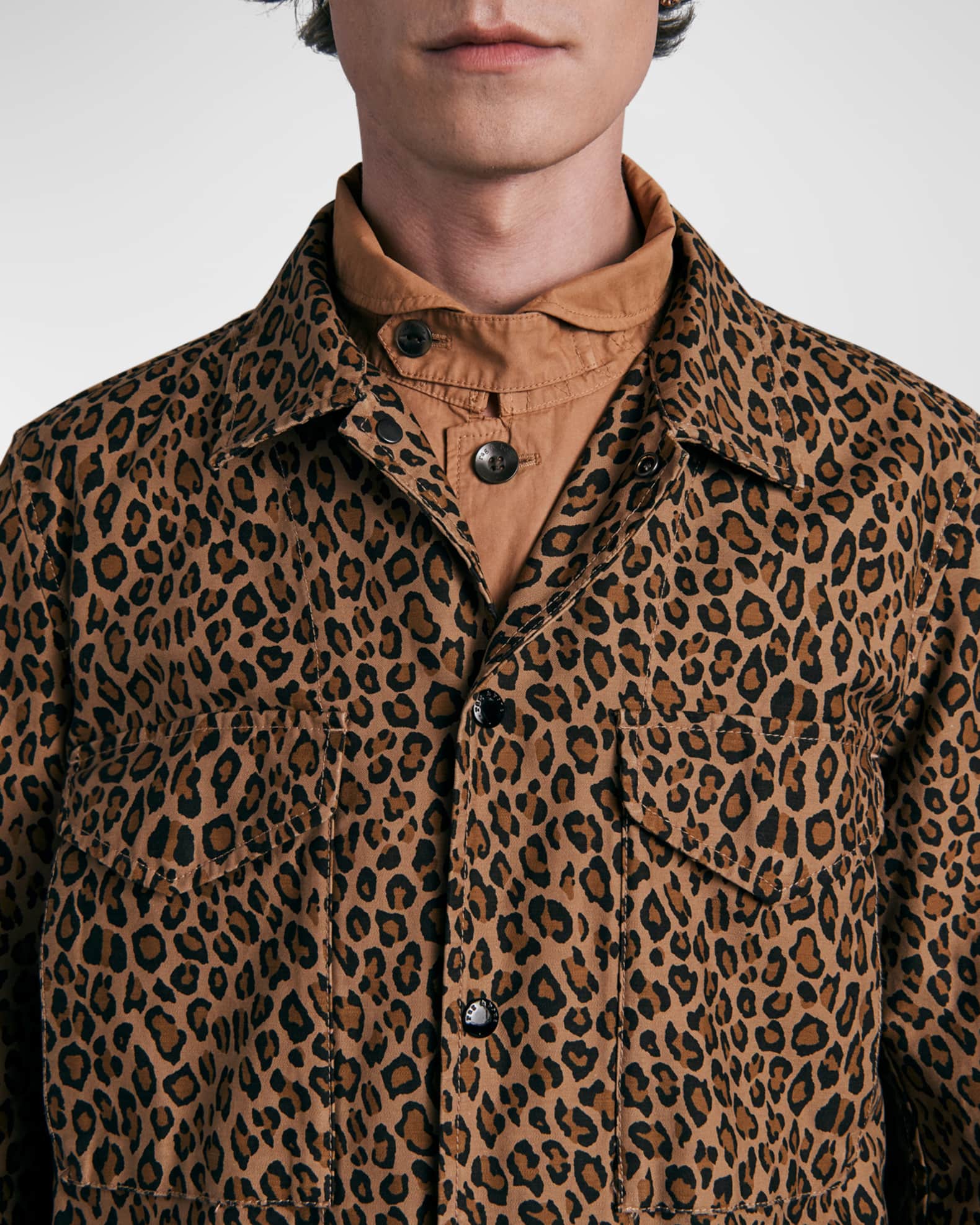 Rag & Bone Men's Leopard-Print Coach Jacket | Neiman Marcus