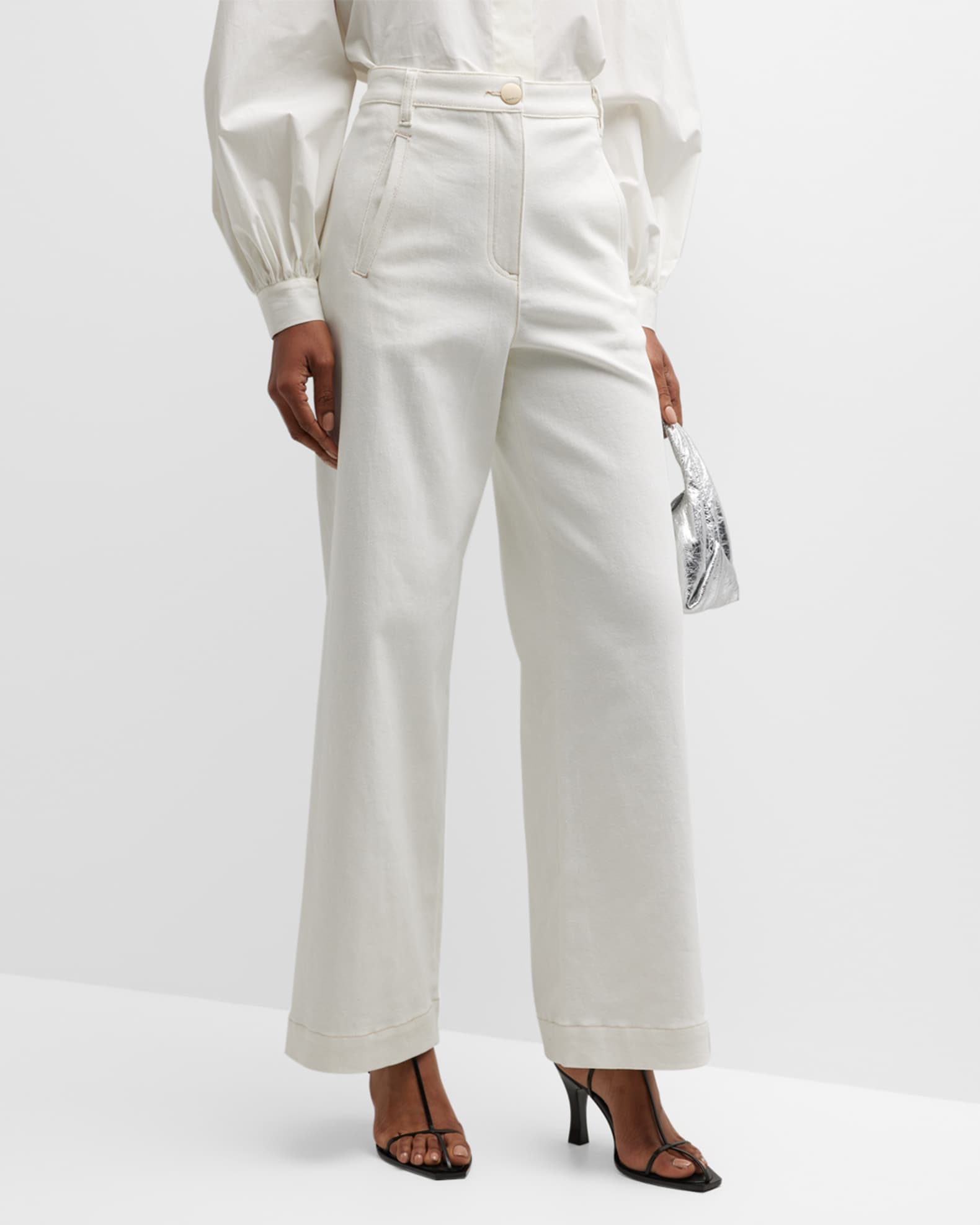 High-Rise Wide-Leg Denim Pants 1