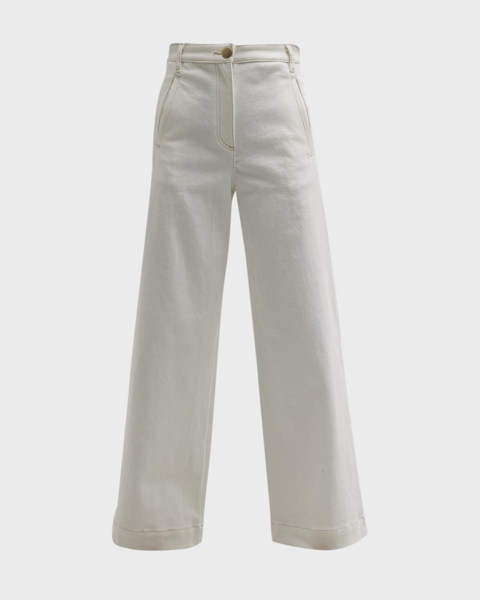 High-Rise Wide-Leg Denim Pants 0
