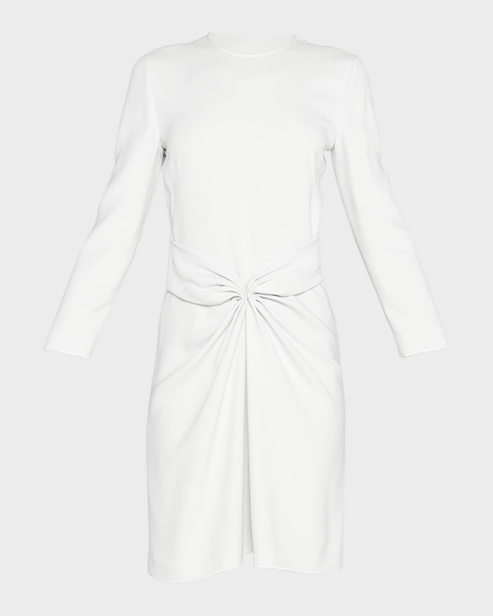 Ruched Long-Sleeve A-Line Dress 0