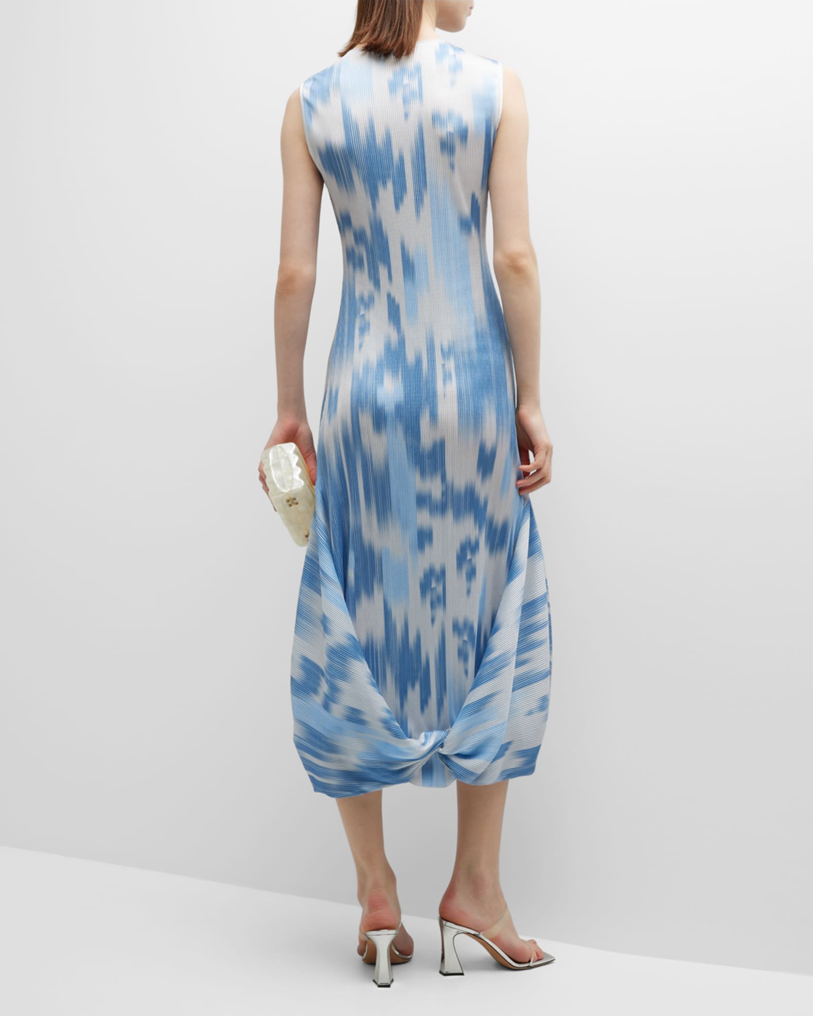 Giorgio Armani Abstract-Print Twisted-Hem Plisse Maxi Dress | Neiman Marcus