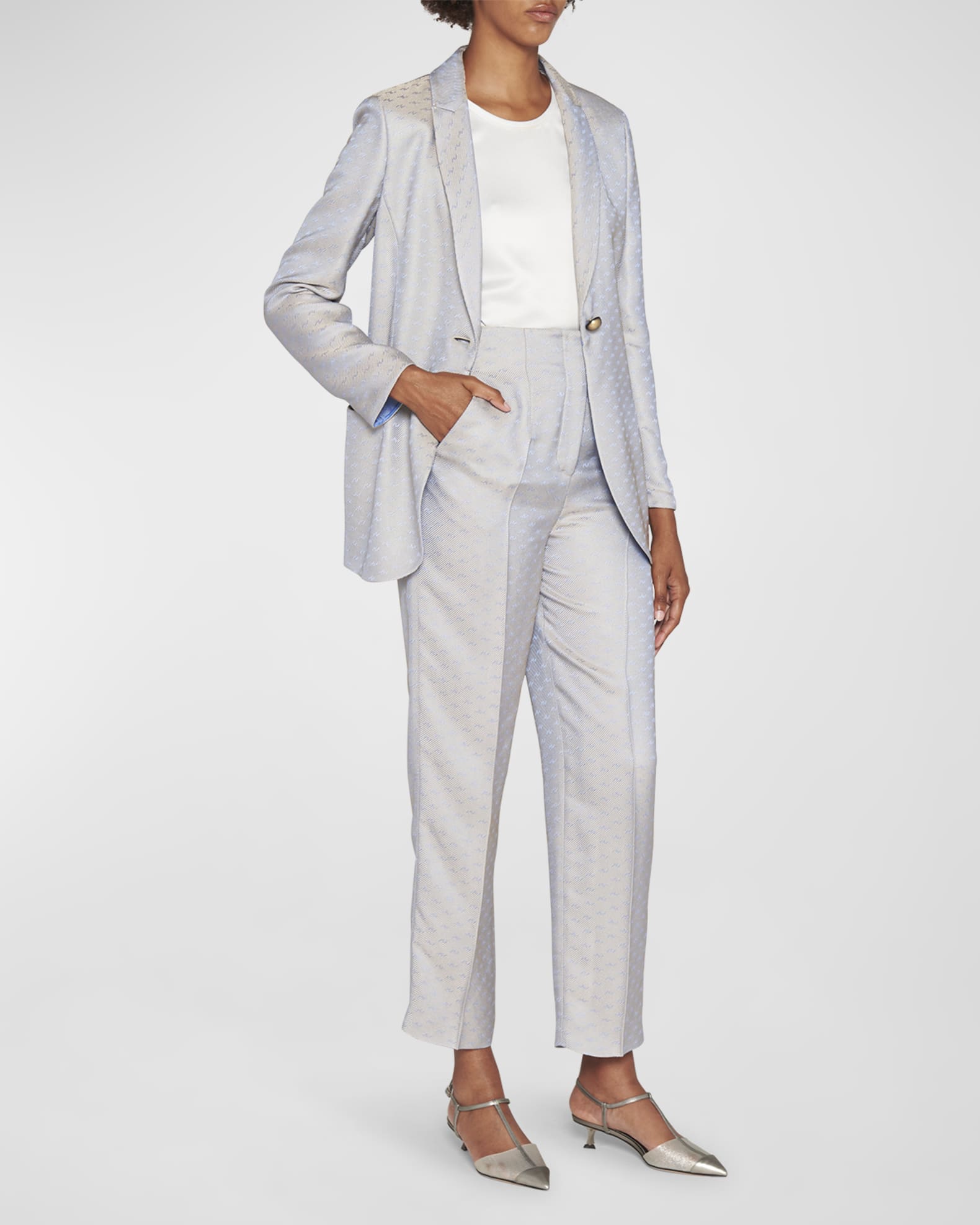 Abstract Jacquard Single-Breasted Blazer 1