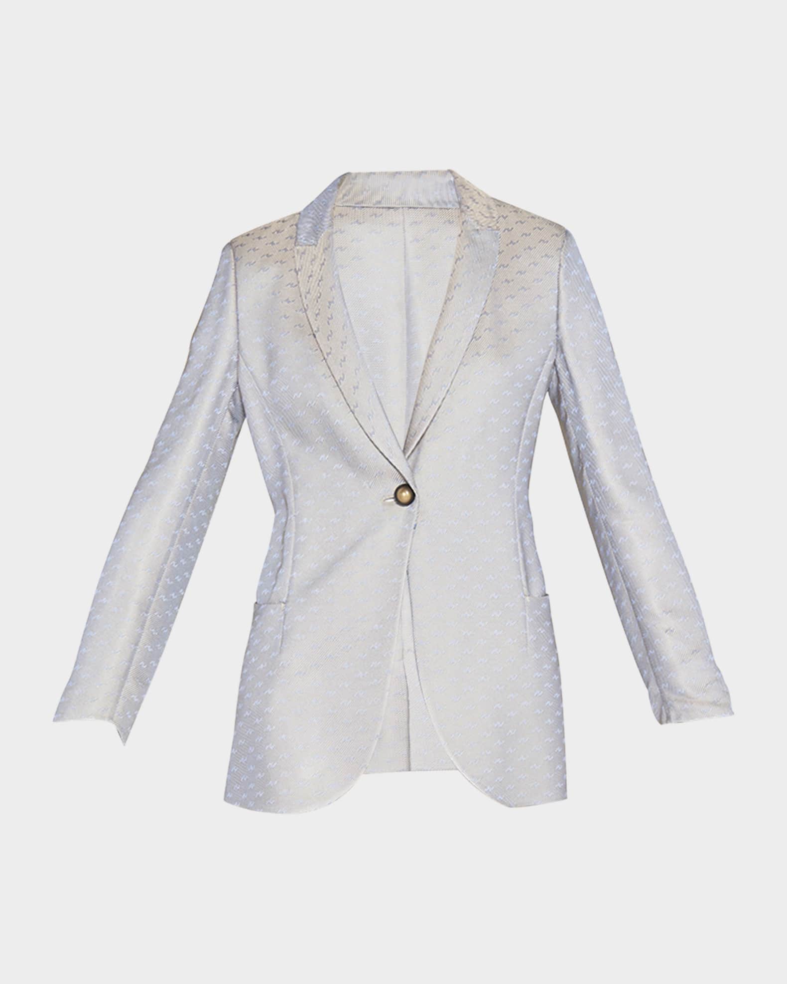 Abstract Jacquard Single-Breasted Blazer 0