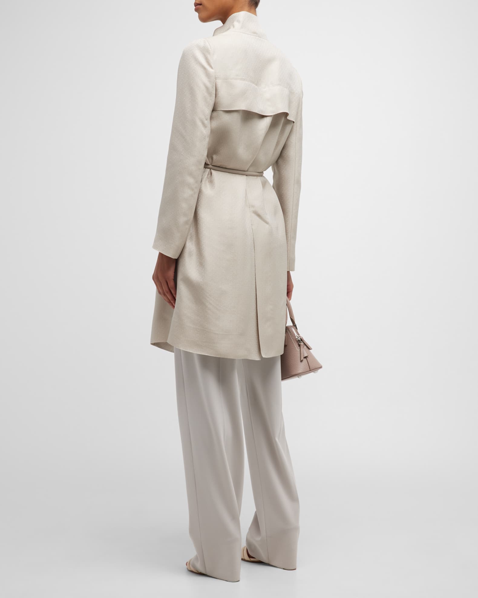 Giorgio Armani Belted Metallic Wrap Coat | Neiman Marcus
