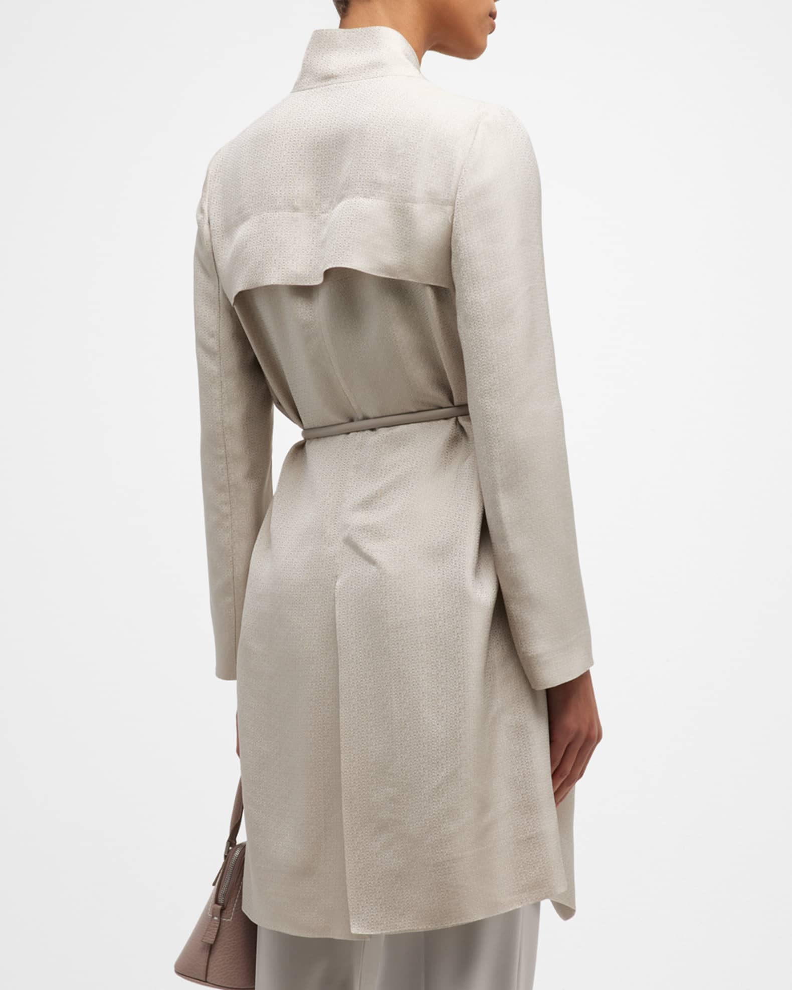 Giorgio Armani Belted Metallic Wrap Coat | Neiman Marcus