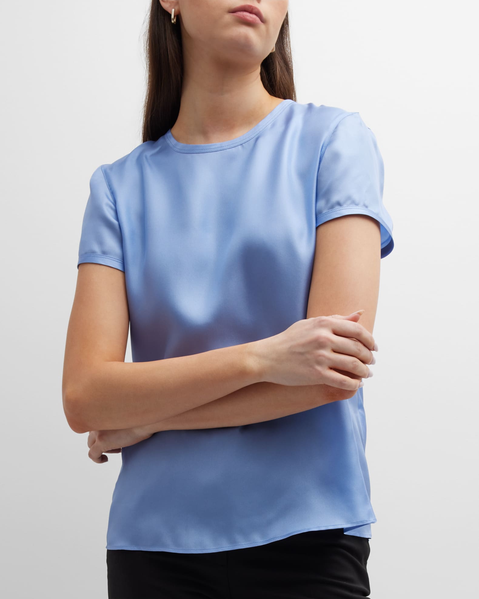 Giorgio Armani Crewneck Short-Sleeve Silk T-Shirt | Neiman