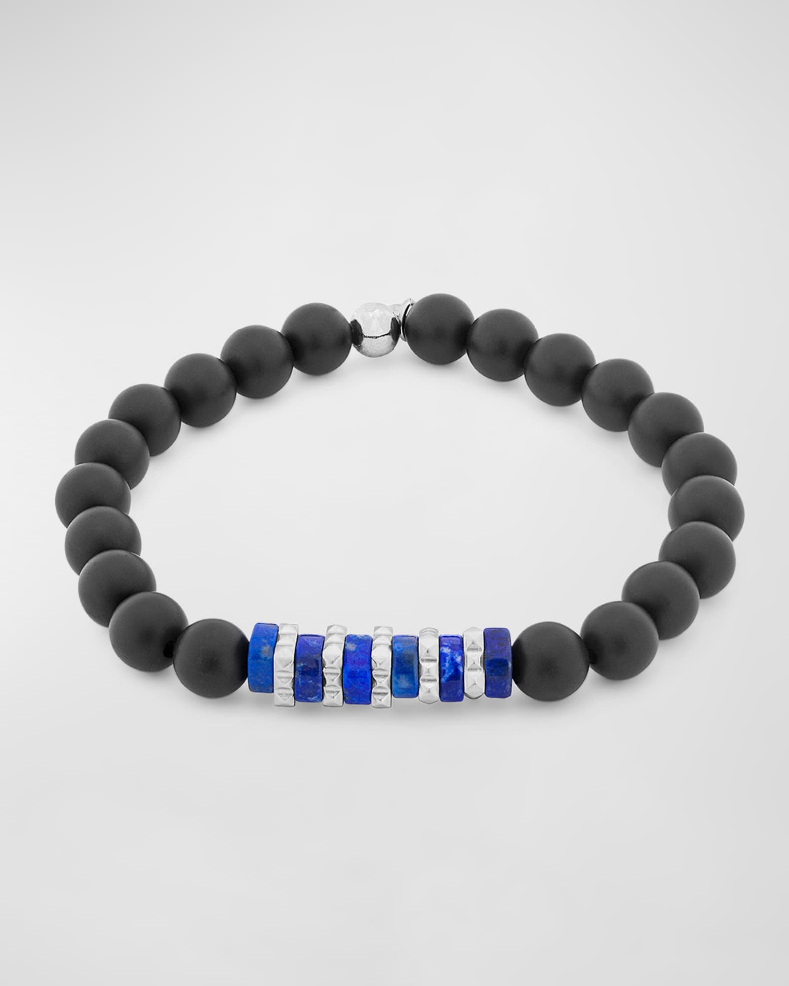 Blue Sodalite Bracelet with Weave Design Stations Rhodium on Silver Adjustable