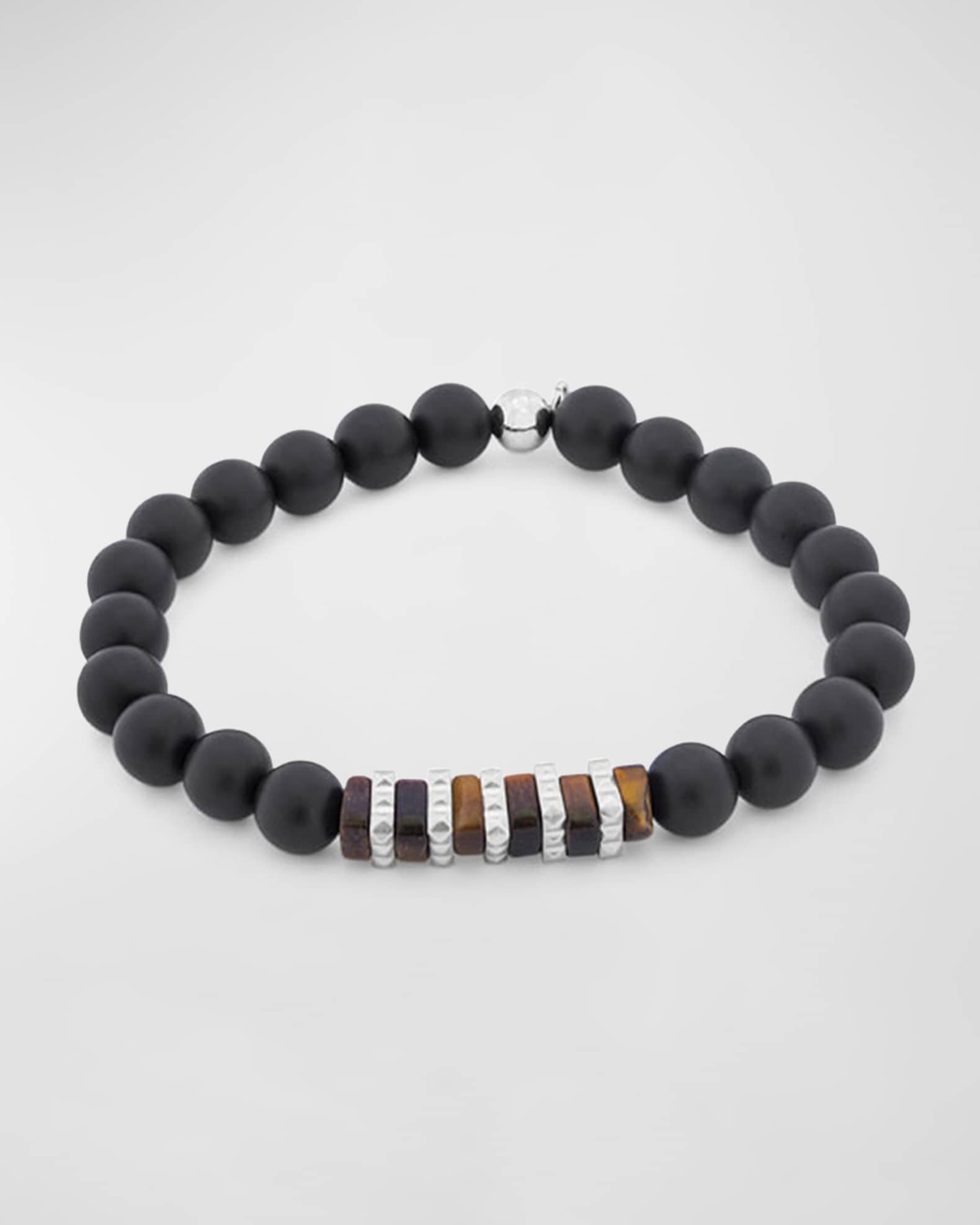 Men's Tiger's Eye Beaded Bracelet, L 0