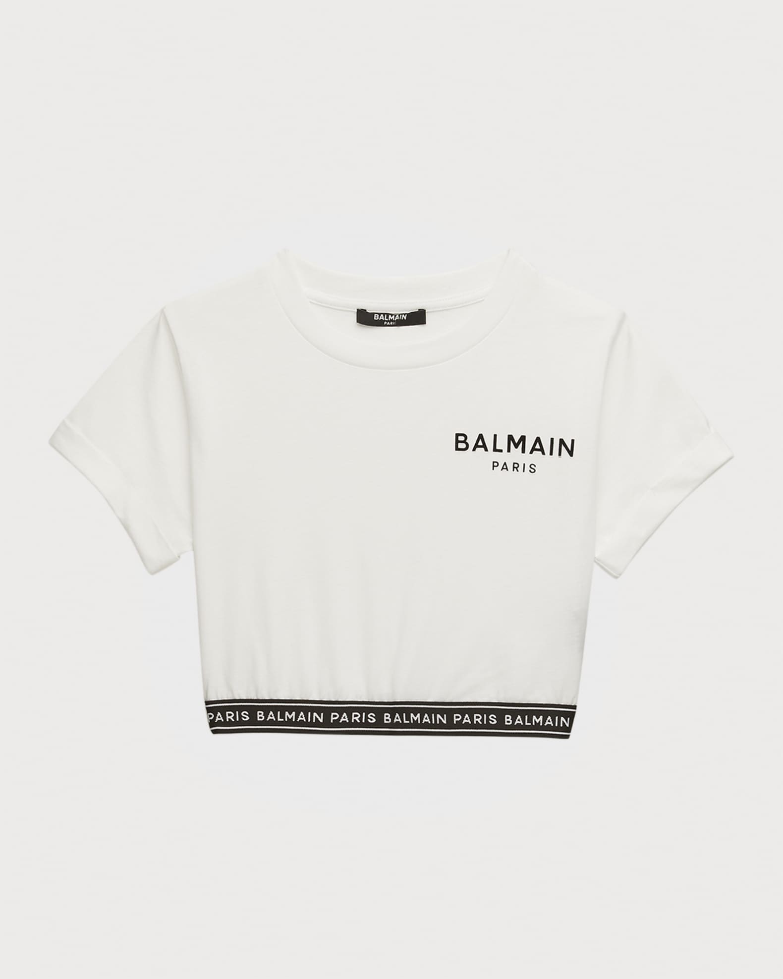 Girl's Logo Tape Trim Cropped Shirt Neiman Marcus