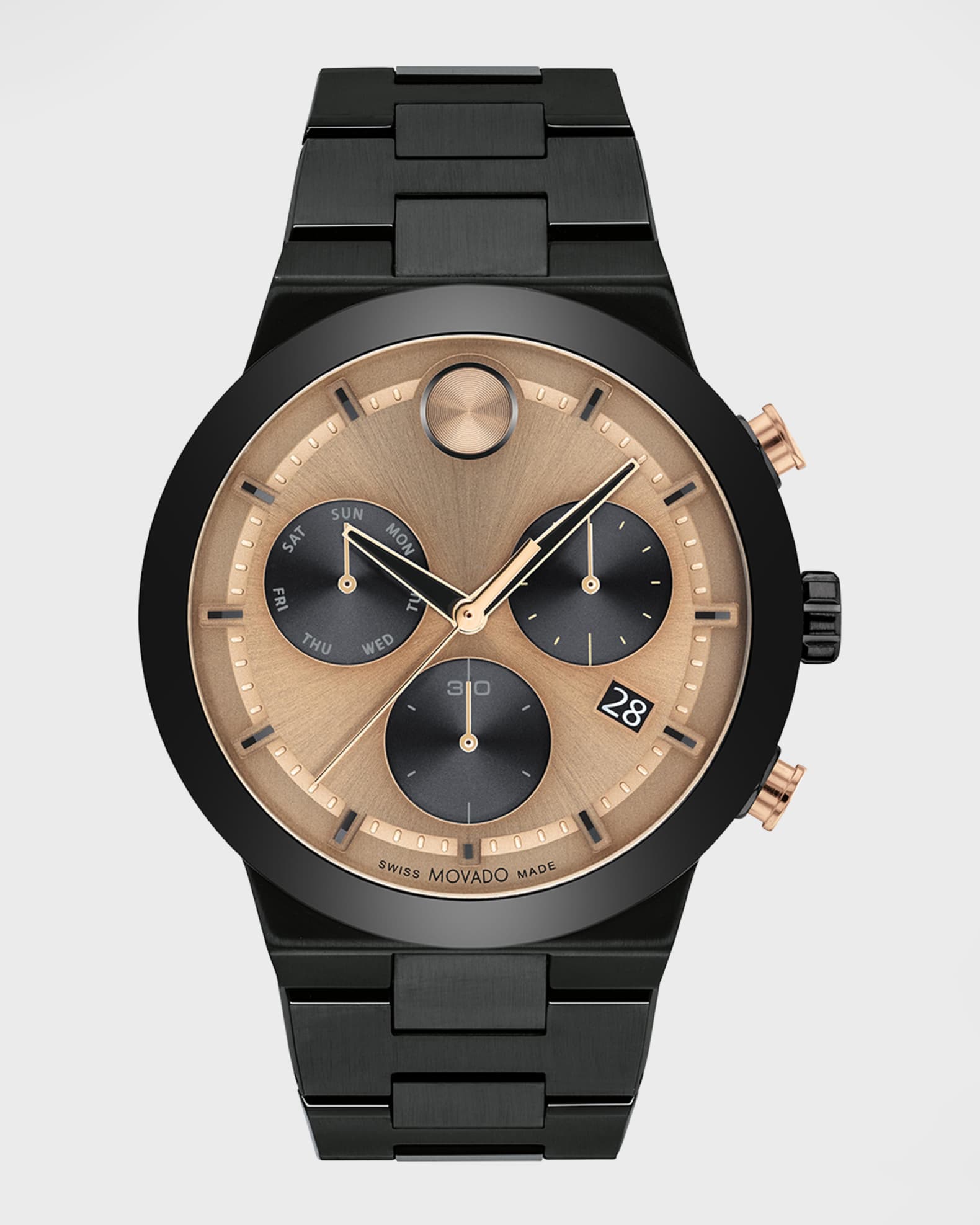 Movado Men s Bold Fusion Chronograph IP Black Steel Bracelet Watch 44mm Neiman Marcus