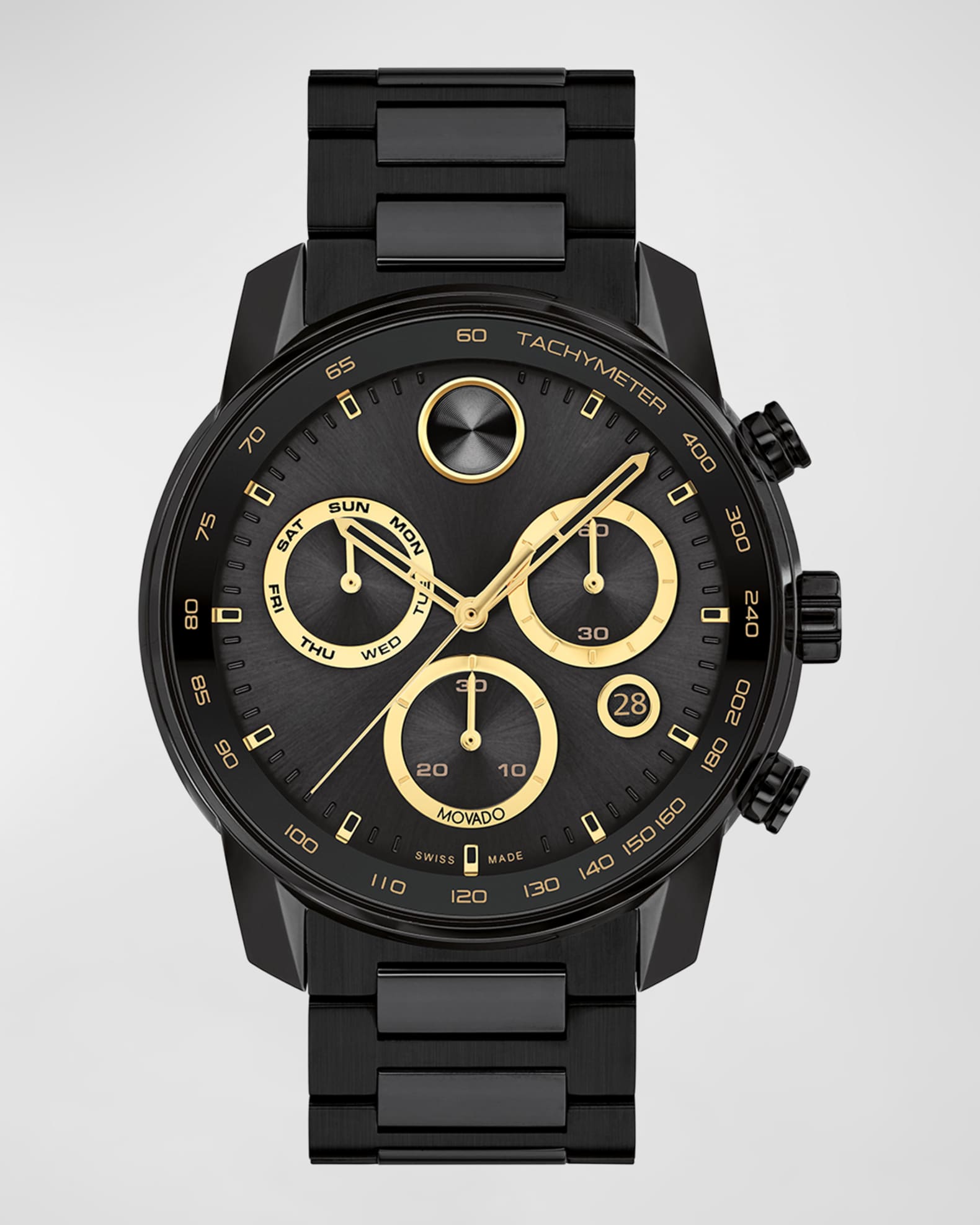 Movado Men s Bold Verso Chronograph Black IP Steel Bracelet Watch 44mm Neiman Marcus