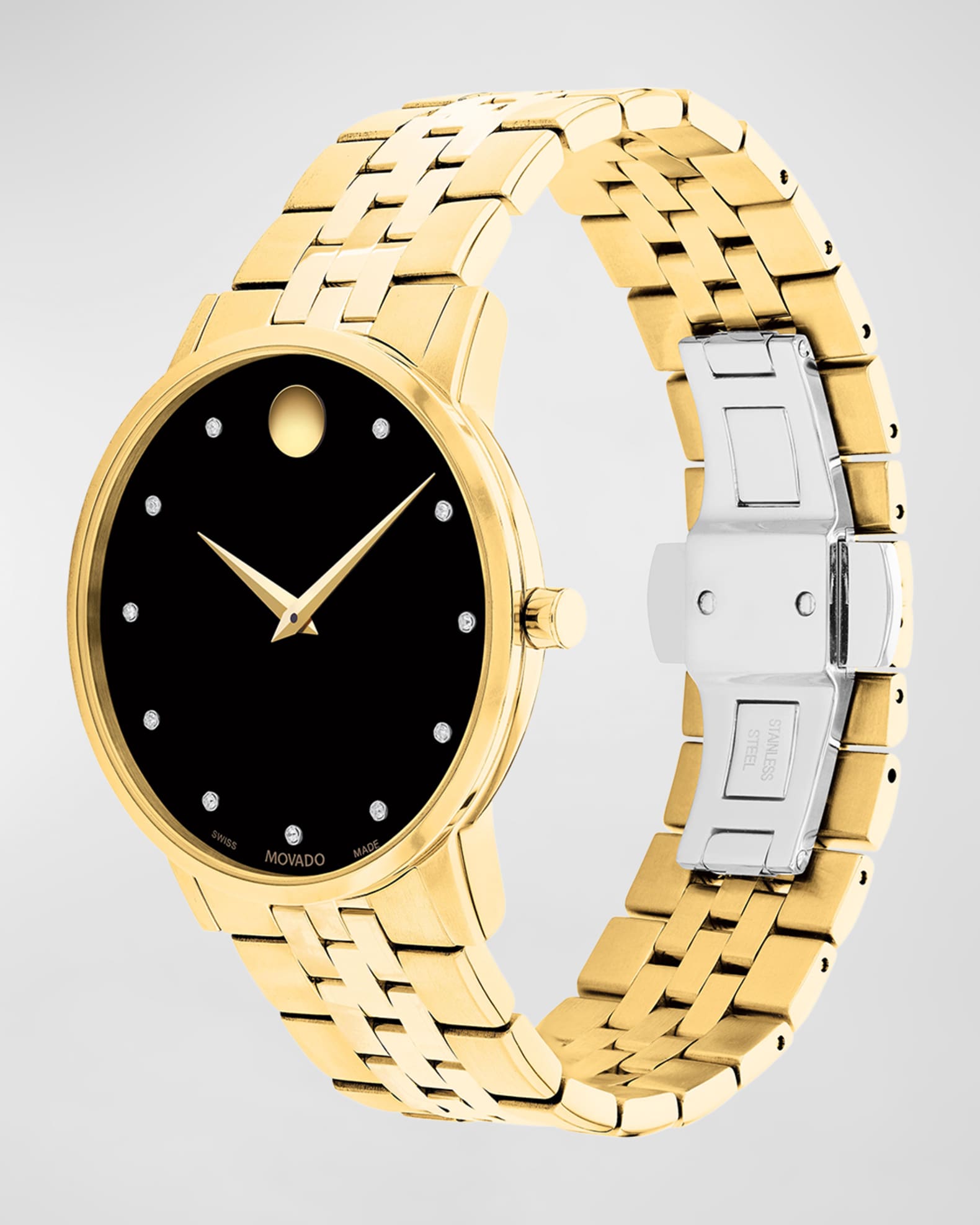 Movado Men s Museum Classic Diamond Indices Bracelet Watch 40mm Neiman Marcus