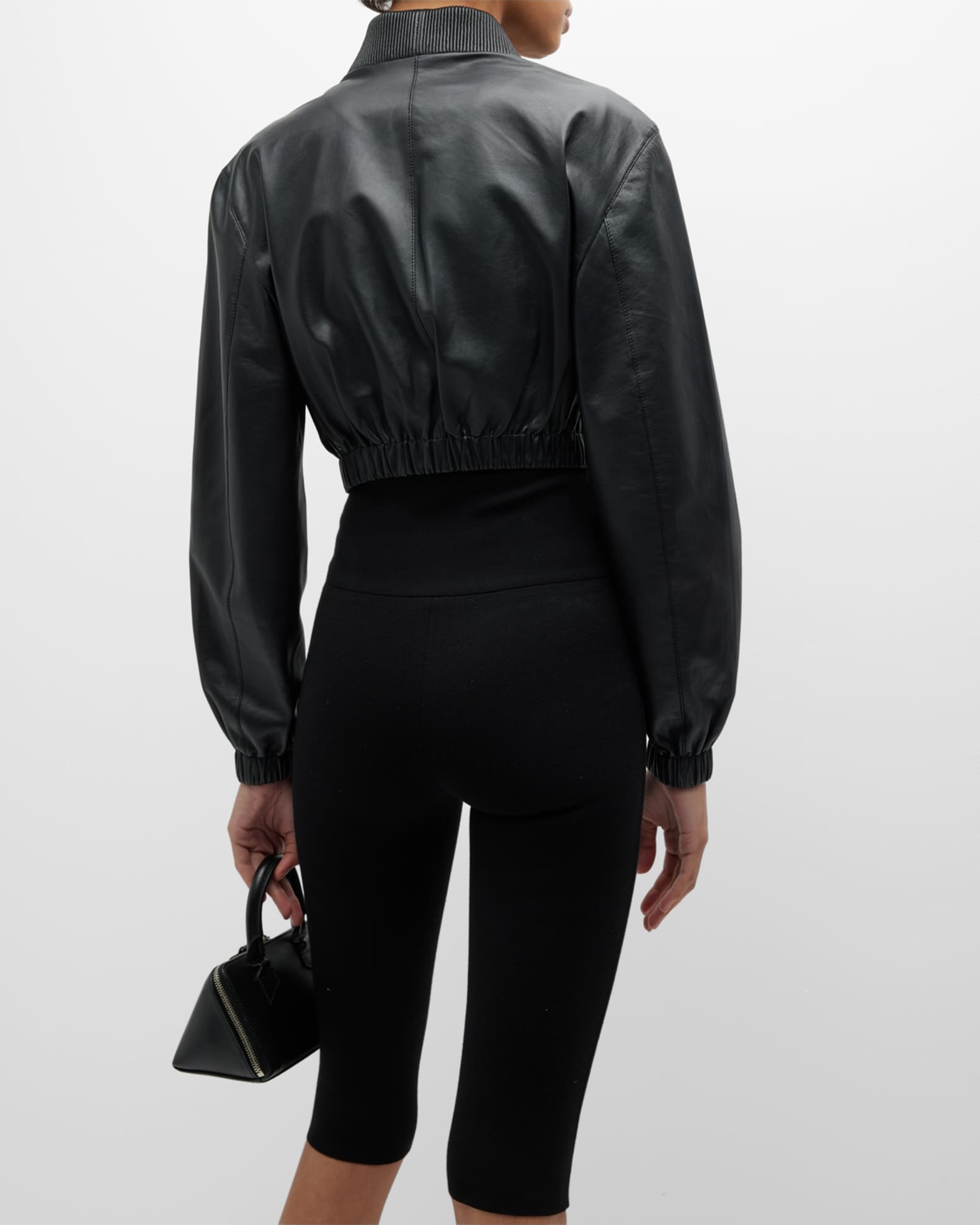 Zeynep Arcay Oversized Leather Biker Jacket in White
