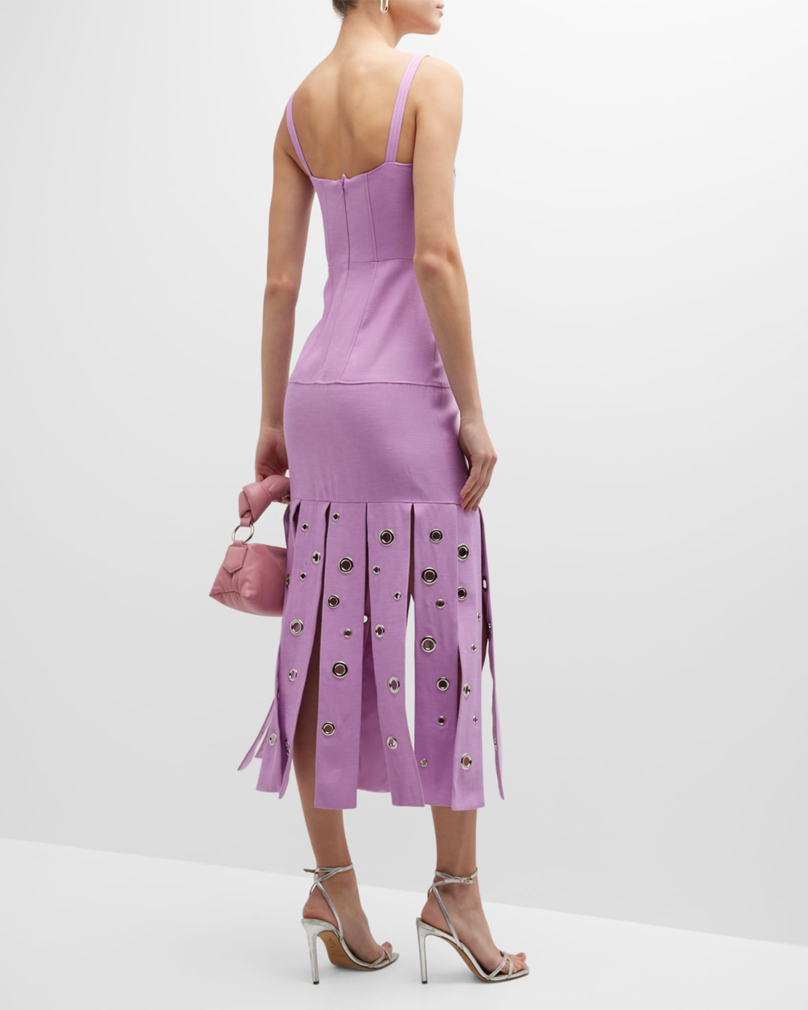 Alexis Stasia GrommetEmbellished Midi Dress Neiman Marcus