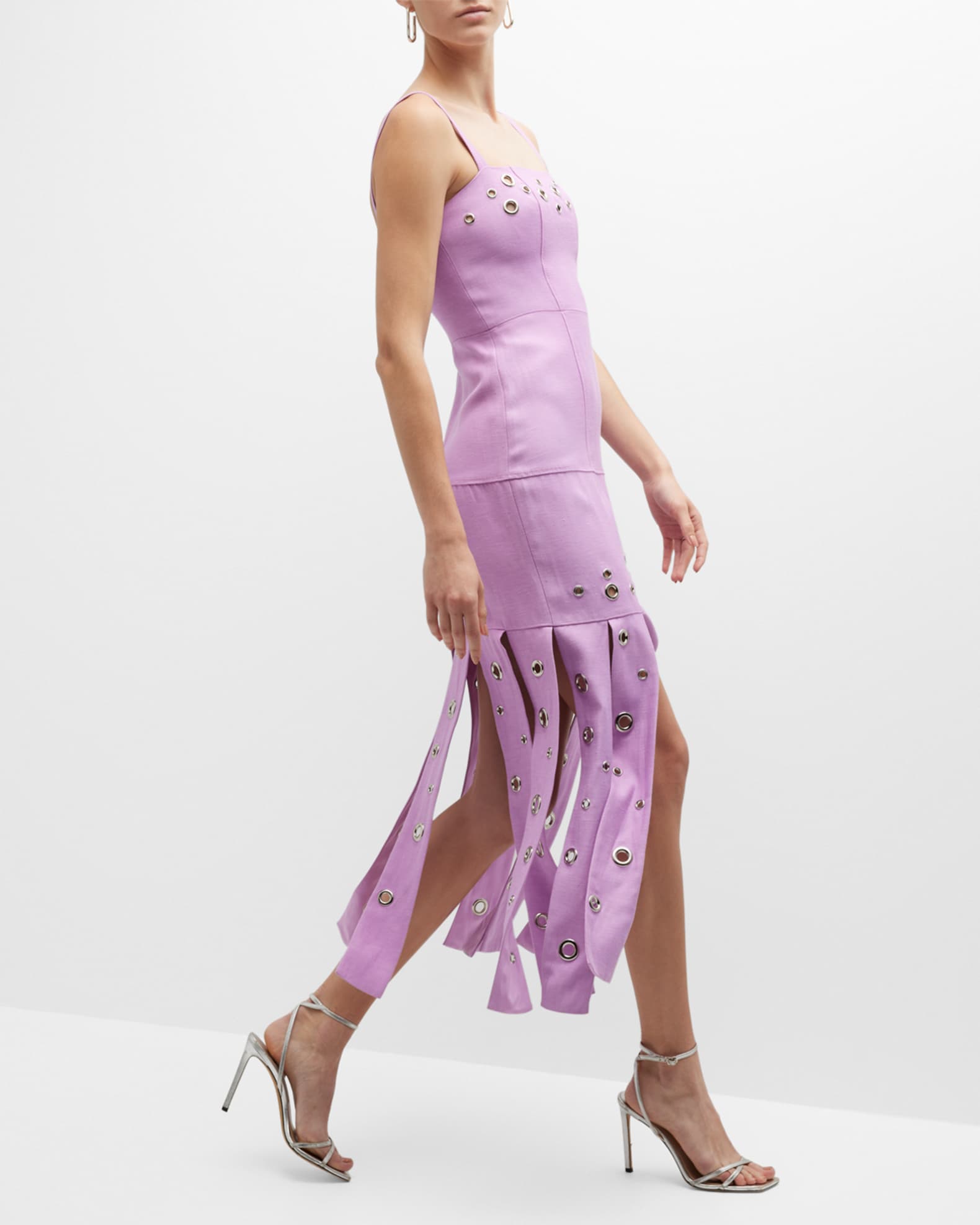 Alexis Stasia GrommetEmbellished Midi Dress Neiman Marcus