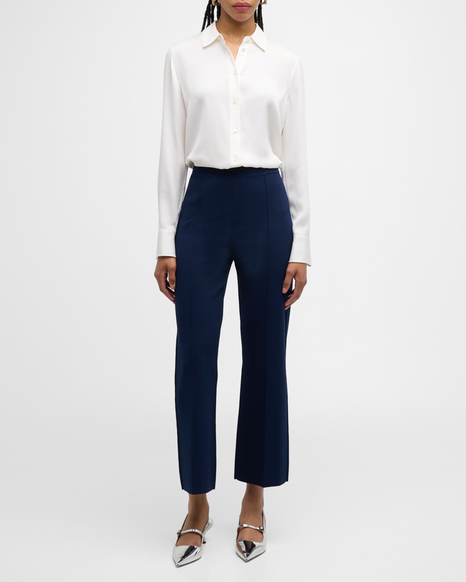 Compact Crepe Cropped Flare Pants