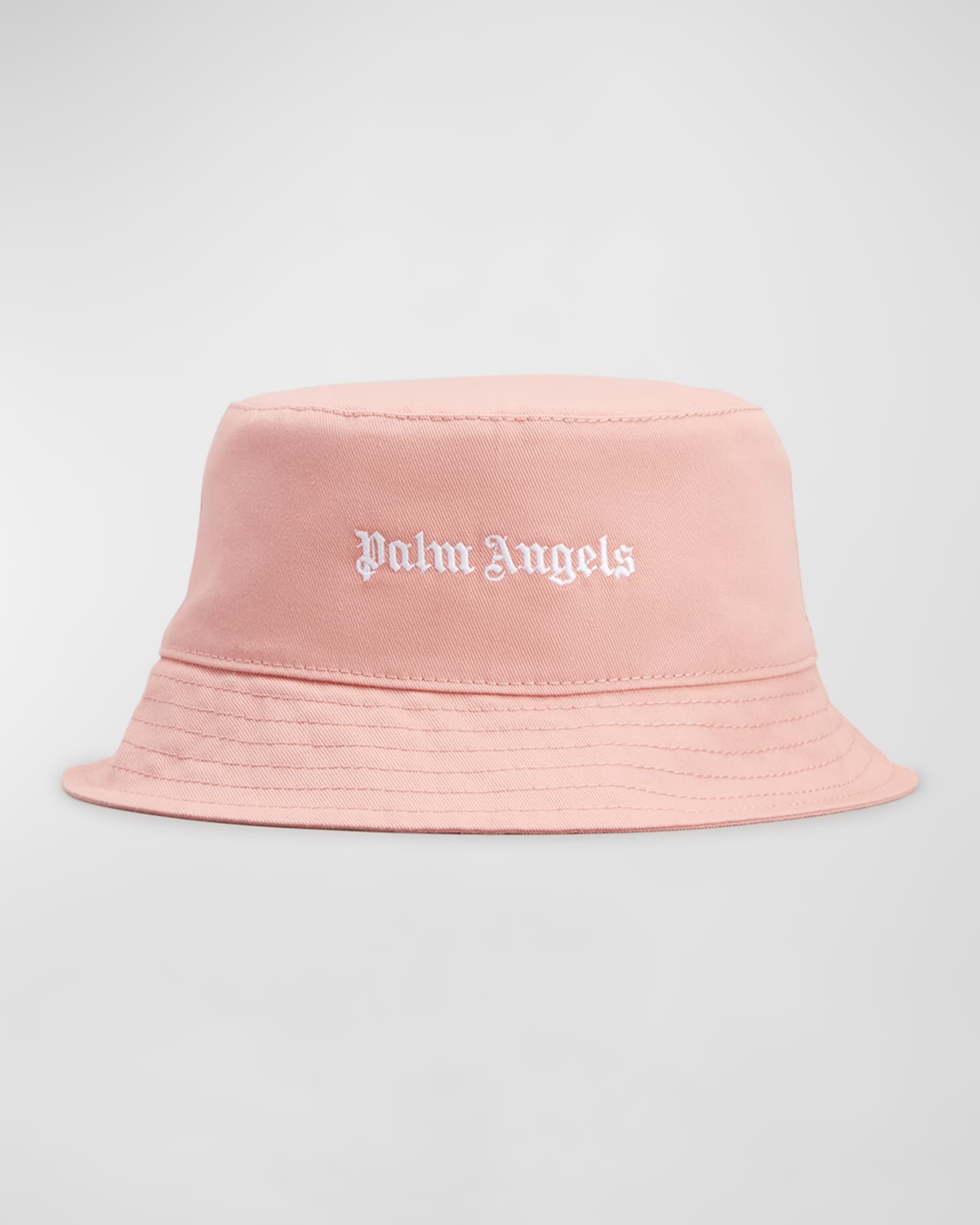 Palm Angels Kid's Embroidered Logo-Print Bucket Hat, Size S-M