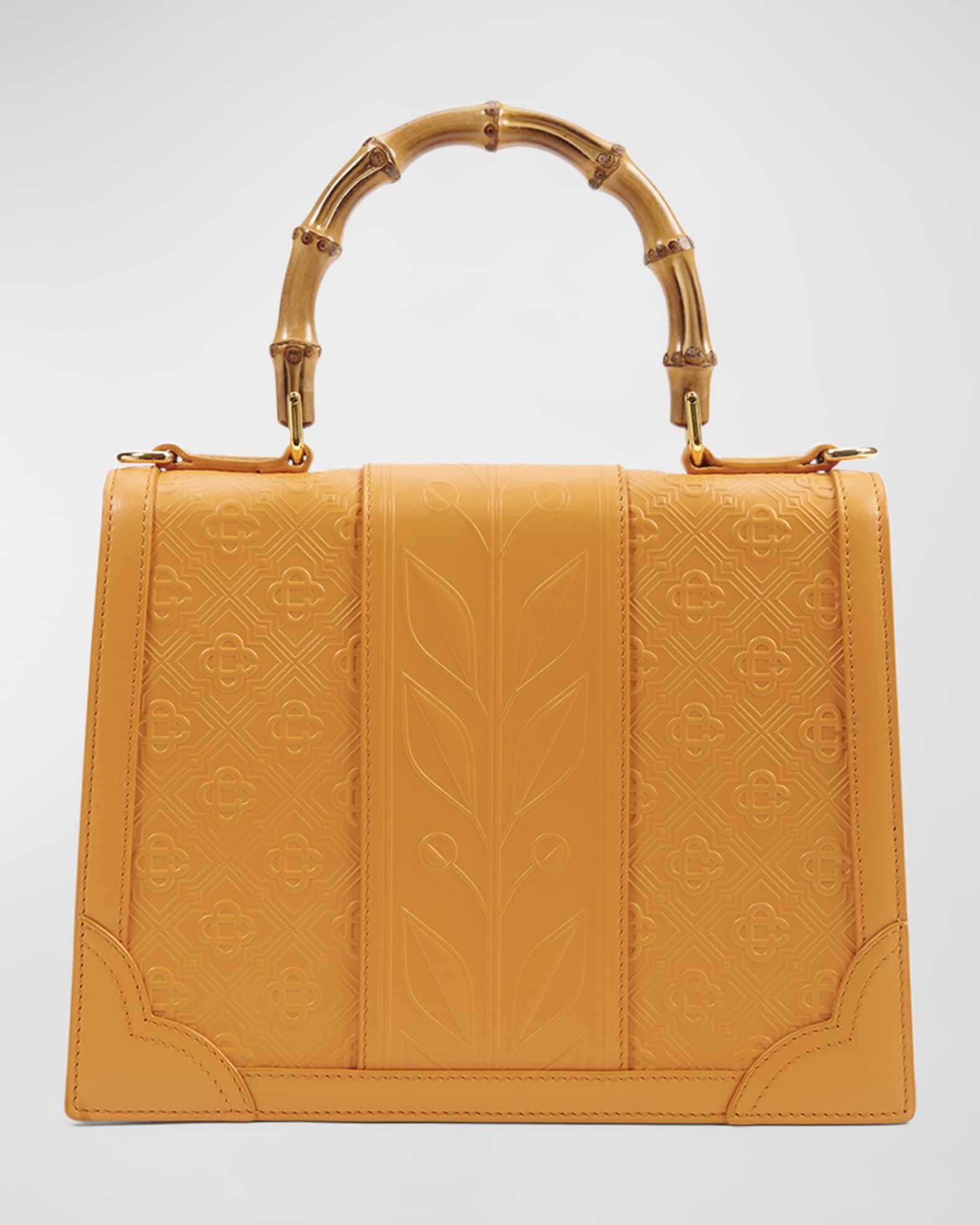 CASABLANCA Jeanne MonogramEmbossed Leather TopHandle Bag Neiman Marcus